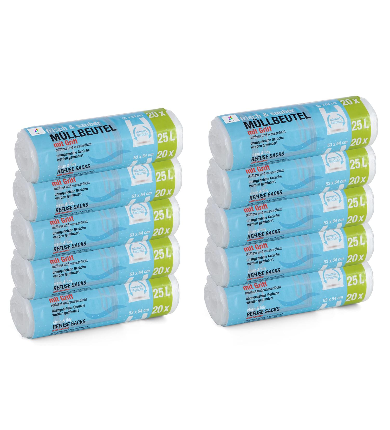 200 Premiumline Garbage Bags - 25L Tearproof & Waterproof 10 Pack Stretcher Handle - International Shipping Available - Buy Online on SooperMarket.com