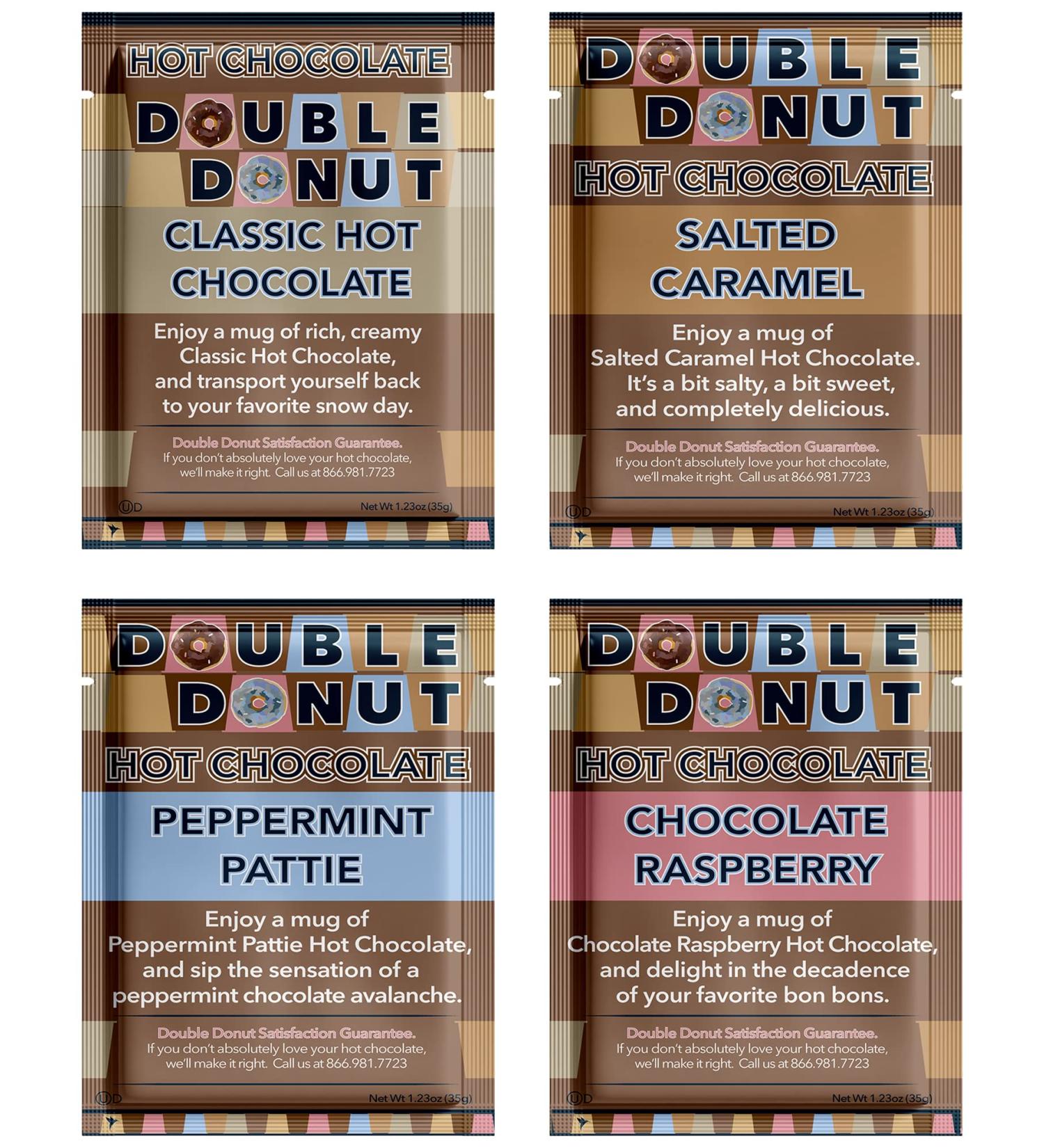 Gourmet Flavored Hot Chocolate Packets - Classic Chocolate, Raspberry, Salted Caramel & Peppermint Mix - 32 Count Gift Set - Buy Online on SooperMarket.com