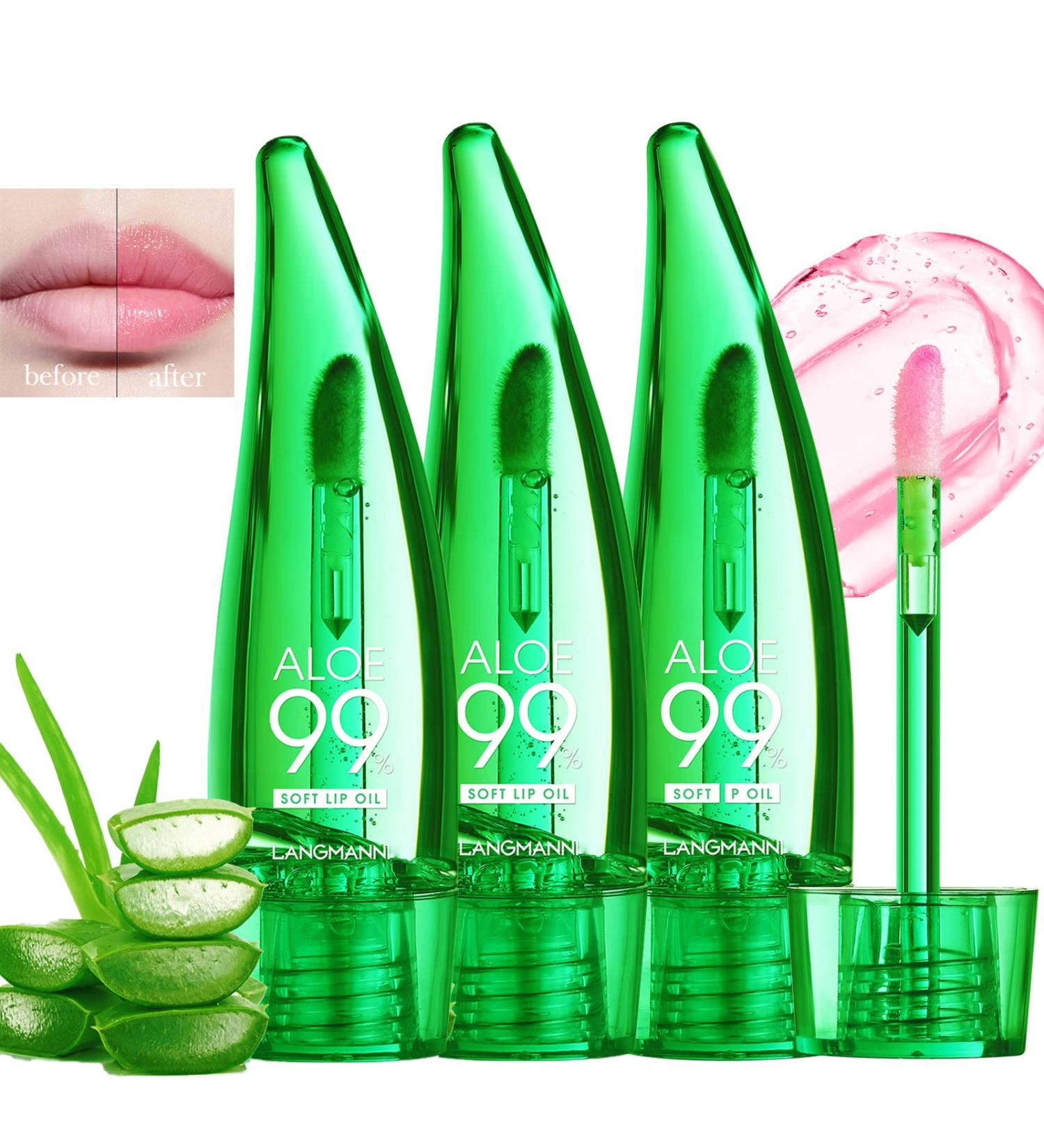 3PCS Mrettick Aloe Vera Lip Gloss Set - Long Lasting Nutritious Lip Balm for Lip Treatment - Moisturizing Lip Oil for Dry Lips - Color Changing Tinted Lipstick Balm - Buy Online on SooperMarket.com
