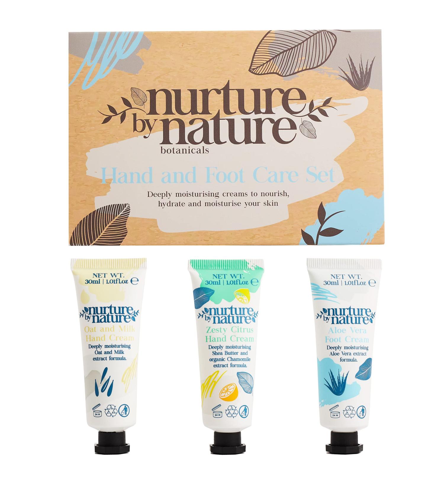 Nurture by Nature Hand & Foot Lotion Care Gift Set | 3 x 1fl oz | Organic Citrus Hand Cream with Shea Butter, Oat Milk & Aloe Vera | Small Mother's Day Gift - Buy Online on SooperMarket.com