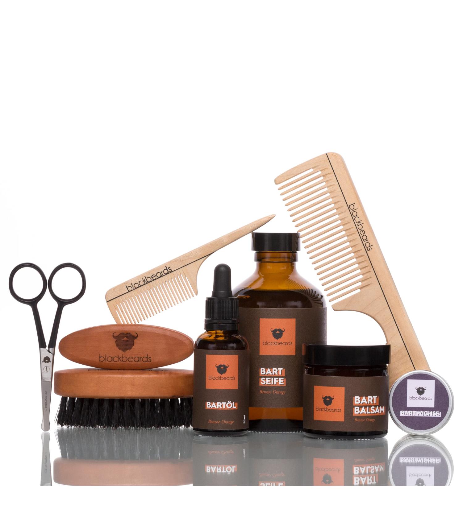 Blackbeard's Ultimate Beard Care Set - Benzoe-Orange Fragrance | Oil Balm Soap Brush Comb & Shears | Perfect Gift for Beards - Buy Online on SooperMarket.com