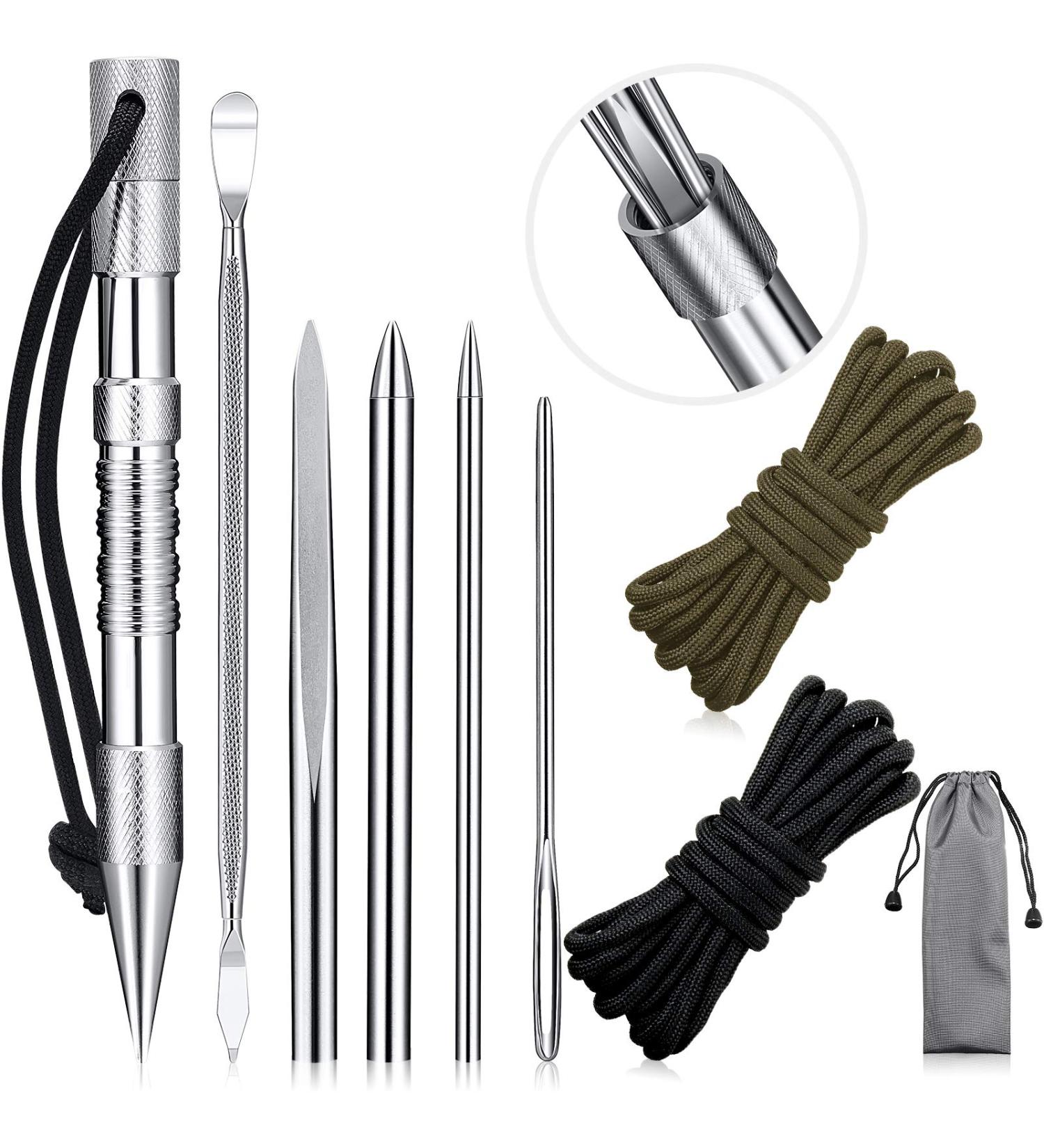 Stainless Steel FID Set Paracord Stitching Set Paracord FID Marlinspike Set Including Paracord Stitching Lacing Stitching Needles and Smoothing Tool Knotter Tools for Leather Paracord Work - Buy Online on SooperMarket.com