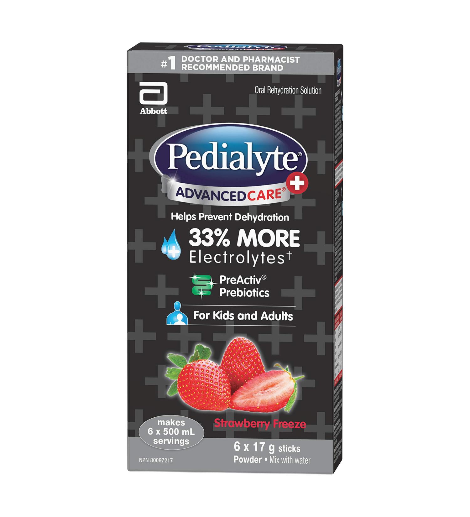 Pedialyte AdvancedCare Plus Electrolyte Powder Sticks Value Pack Electrolytes For Dehydration Electrolyte Powder Packets Strawberry Freeze 6x17g Strawberry Freeze Nutritional Supplement - Buy Online on SooperMarket.com