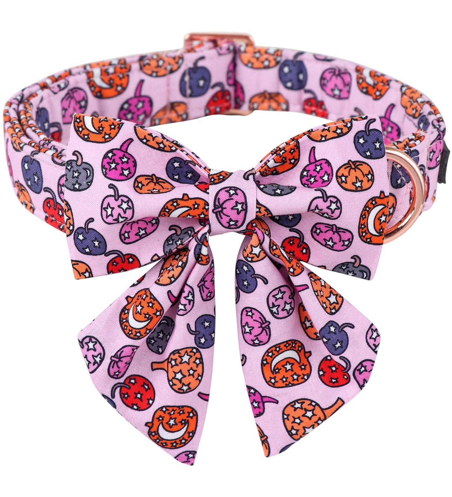 Shop Cute Pink Pumpkin Dog Collar | Aring Pet Halloween Halison - Cotton Halloween Collars for All Dog Sizes - Buy Online on SooperMarket.com