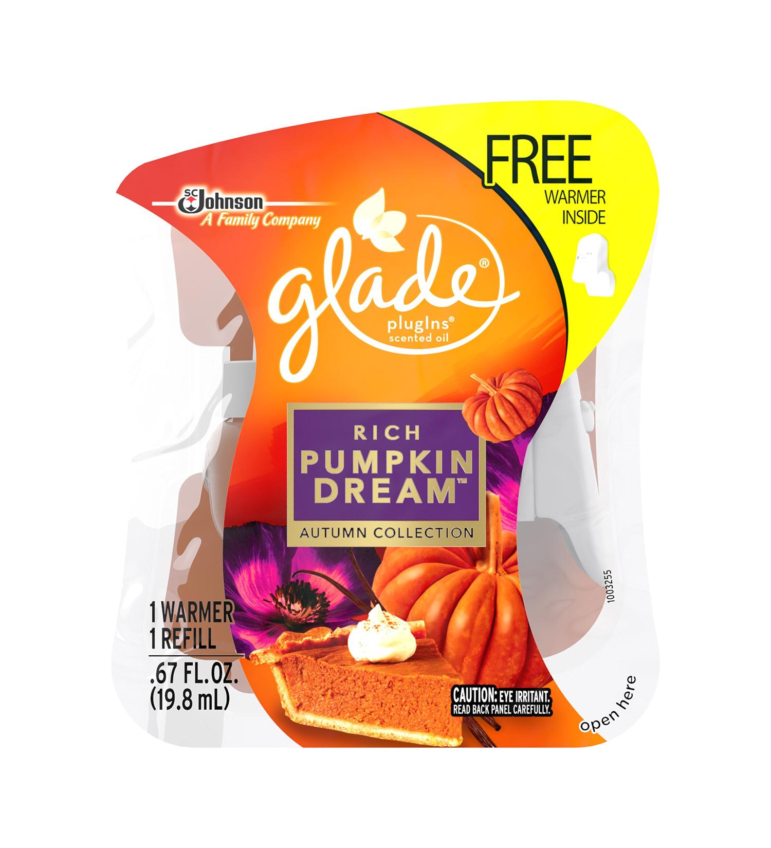 Glade Plugins Scented Oil Air Freshener Rich Pumpkin Dream Refill + Free Warmer 0.67 Fluid Ounce - Buy Online on SooperMarket.com
