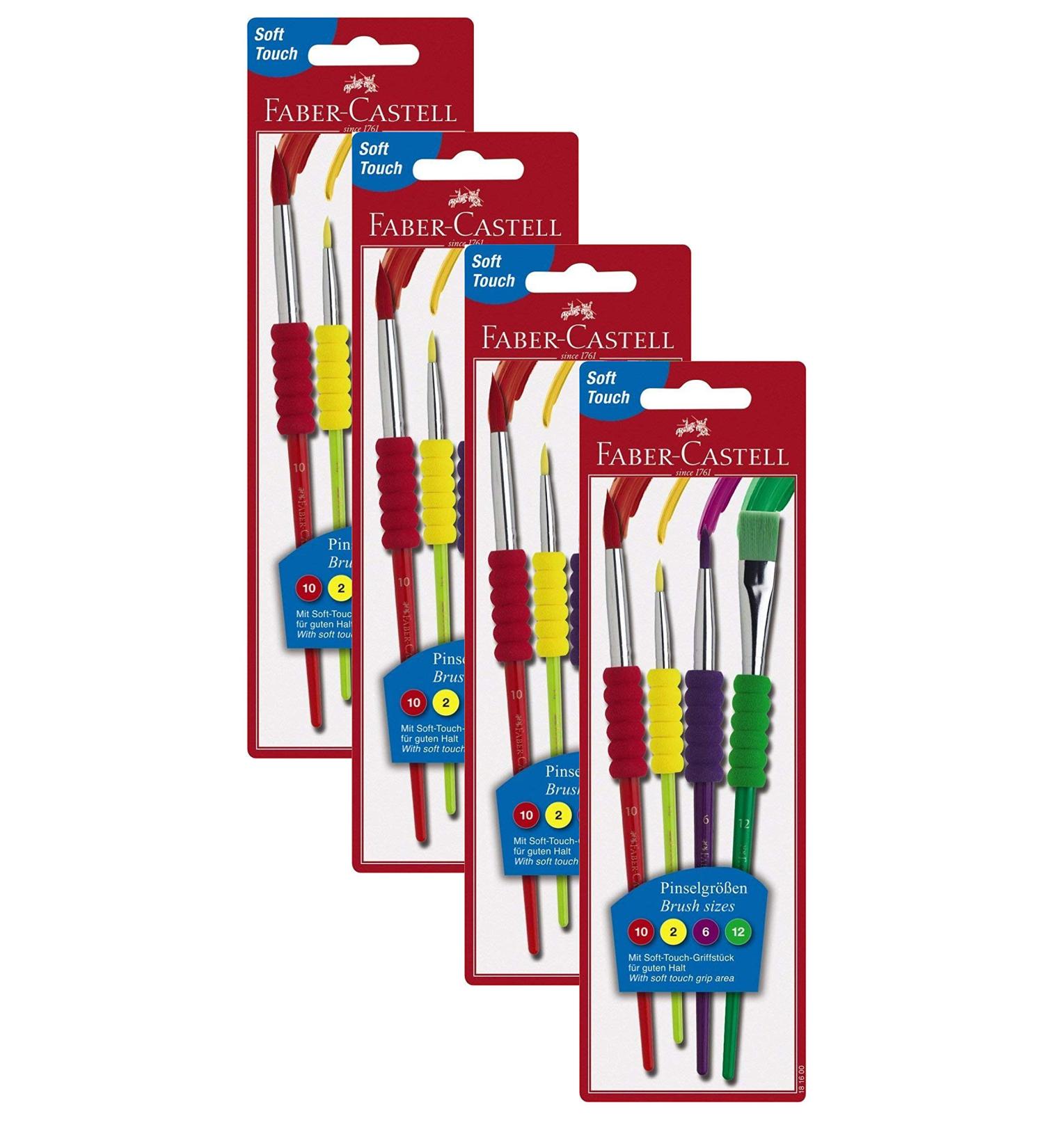 Faber-Castell 481600 Brush set 4-piece with soft grip (4 brushes brush set only 4 packs) 4 brushes Brush set only 4