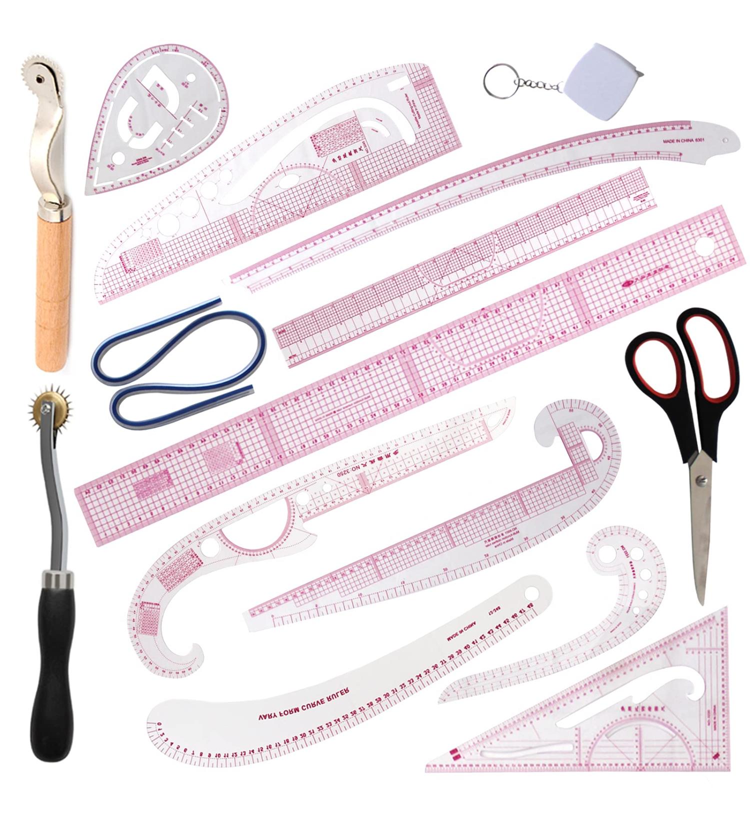 HLZC 15-Piece French Curve Ruler Set for Pattern Making - Clear Sewing Rulers for Beginners and Designers - Buy Online on SooperMarket.com