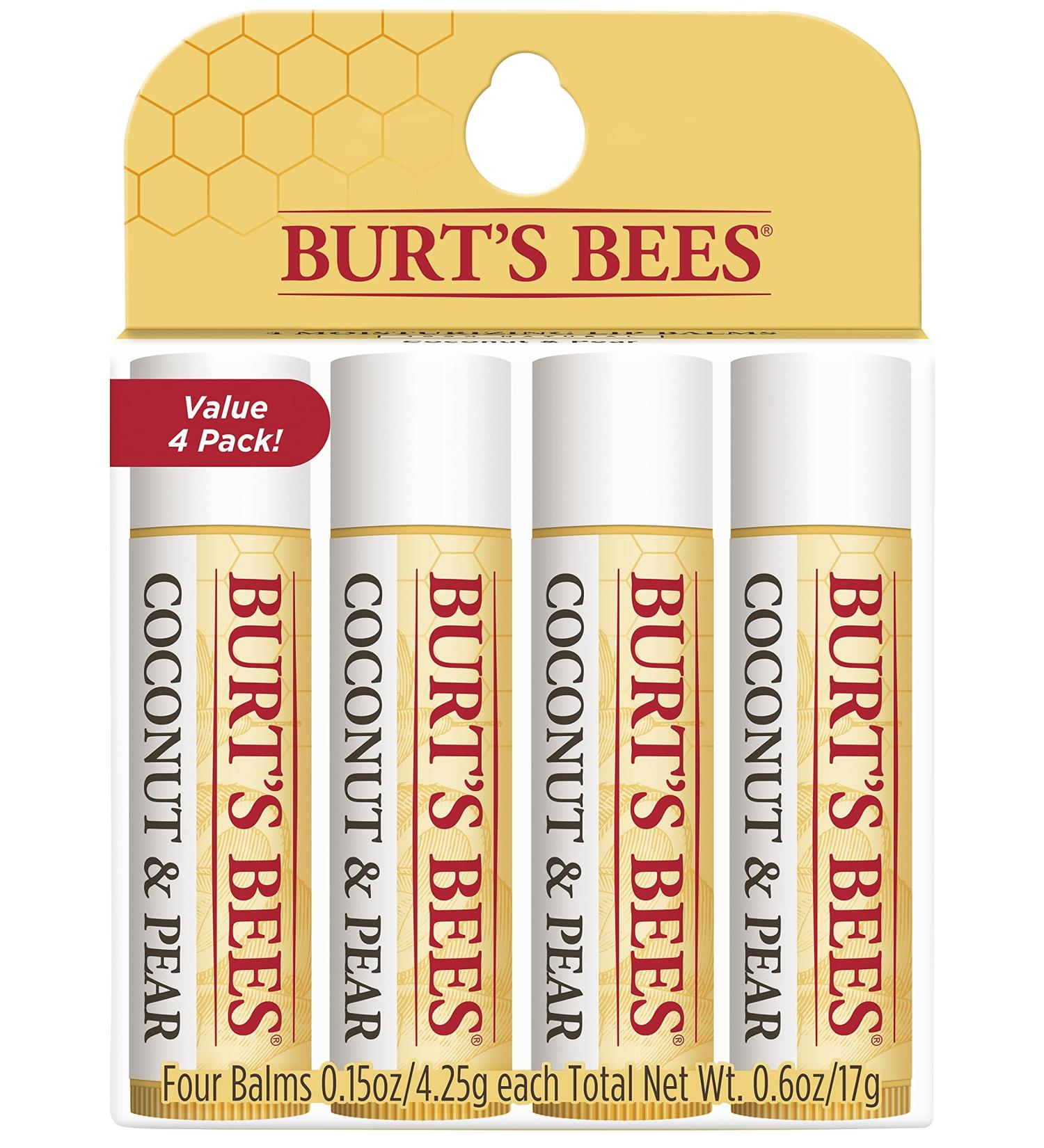Burt's Bees Coconut & Pear Lip Balm - 100% Natural Moisturizing Formula (4 Tubes) - Buy Online on SooperMarket.com