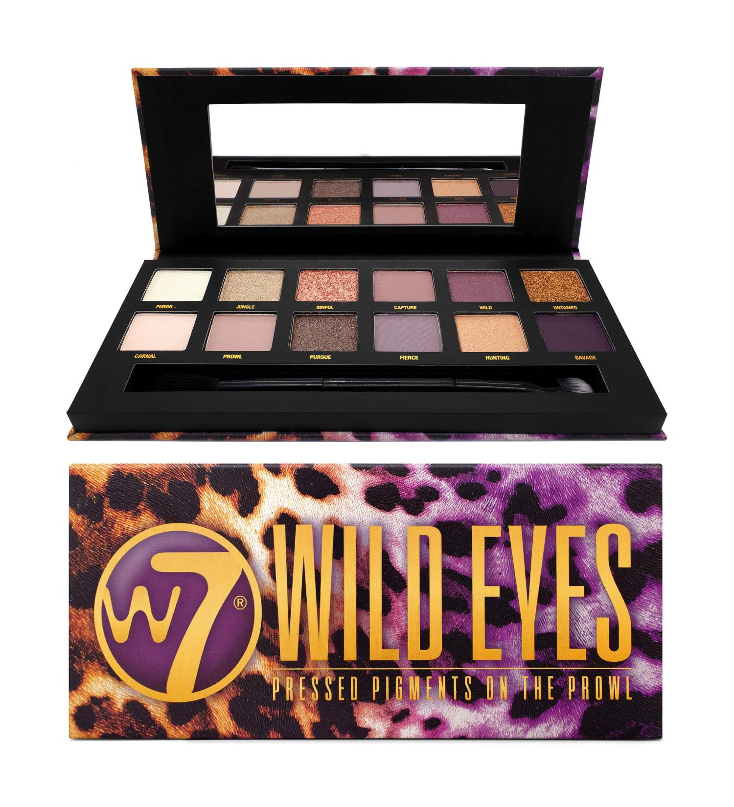W7 Wild Eyes Judged Pigment Palette - Vegan Cosmetics | Soft Purple Nudes Pink & Gold Shades | Matt Shimmer & Glitter Finish | International Shipping Available - Buy Online on SooperMarket.com