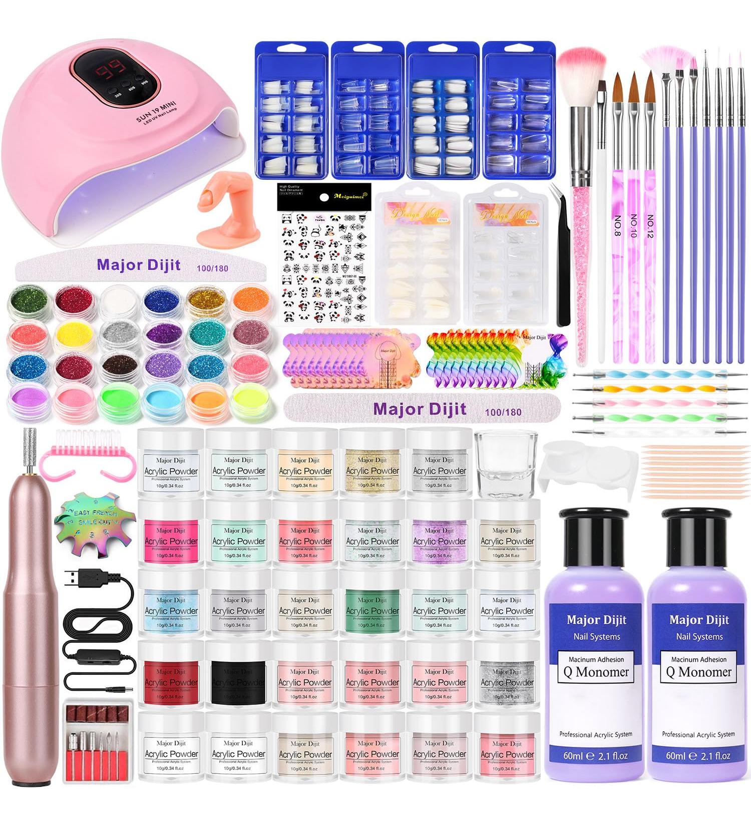 DouborQ Acrylic Nail Kit with Electric Nail Drill, UV Nail Lamp, 29 Color Acrylic Powder Starter Set - Complete Nail Art Supplies for Beginners - Buy Online on SooperMarket.com