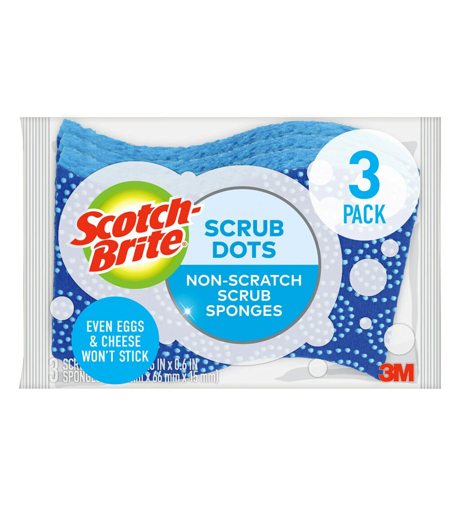 Scotch-Brite Scrub Dots Non-Scratch Scrub Sponge - Pack of 3 | Ideal for Washing Dishes and Kitchen Cleaning | Rinses Clean - Buy Online on SooperMarket.com