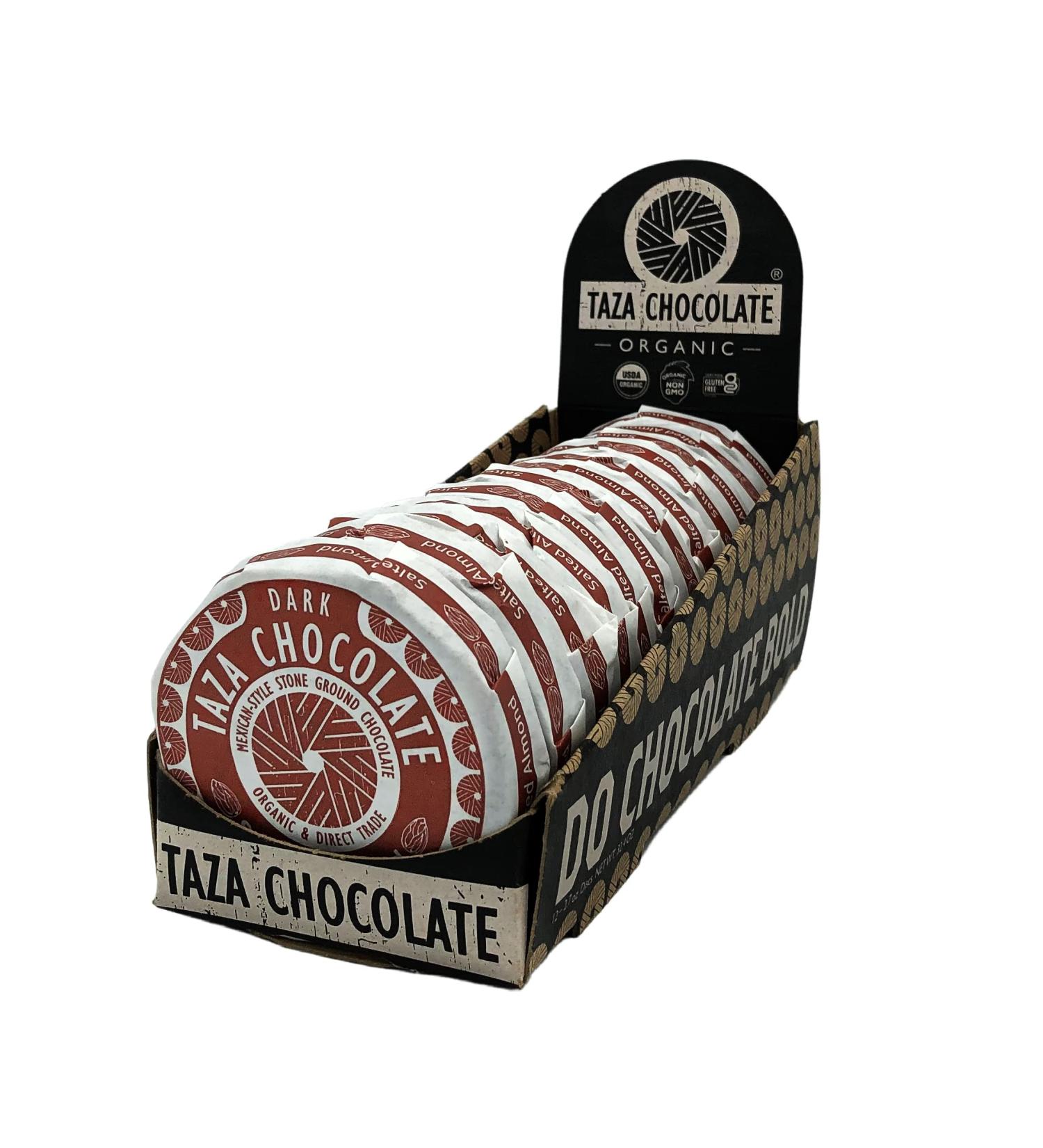 Taza Chocolate Organic Mexicano Disc 40% Dark Chocolate  Salted Almond  2.7 Ounce (12 Count)  Vegan Salted Almond 2.7 Ounce (Pack of 12) - Buy Online on SooperMarket.com
