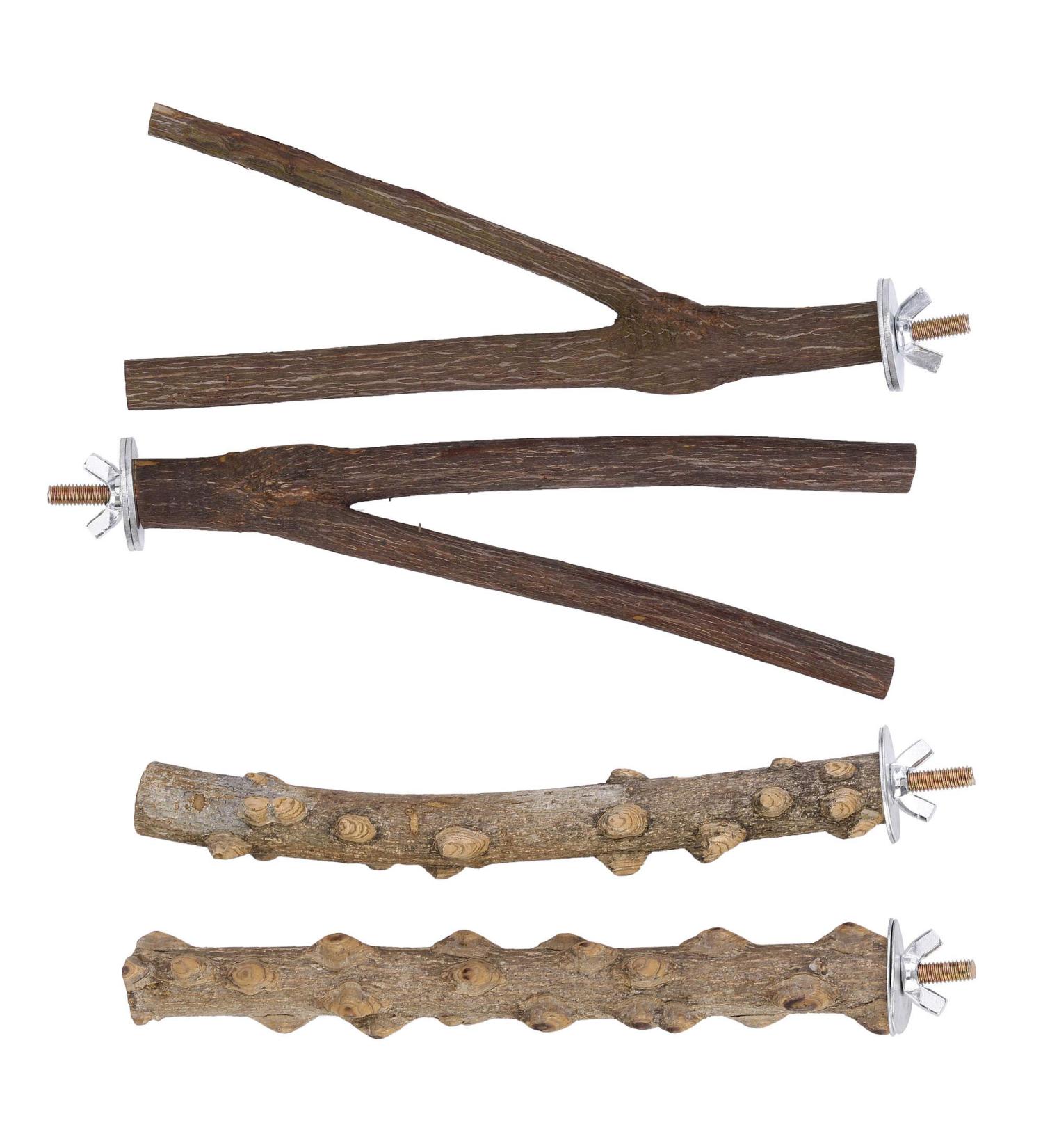 Mogoko 4 Pcs Bird Perches - Natural Wood Parrot Stand for Conure, Budgie, Parakeet - Cage Accessories and Toys - Platform Style 2 - Buy Online on SooperMarket.com