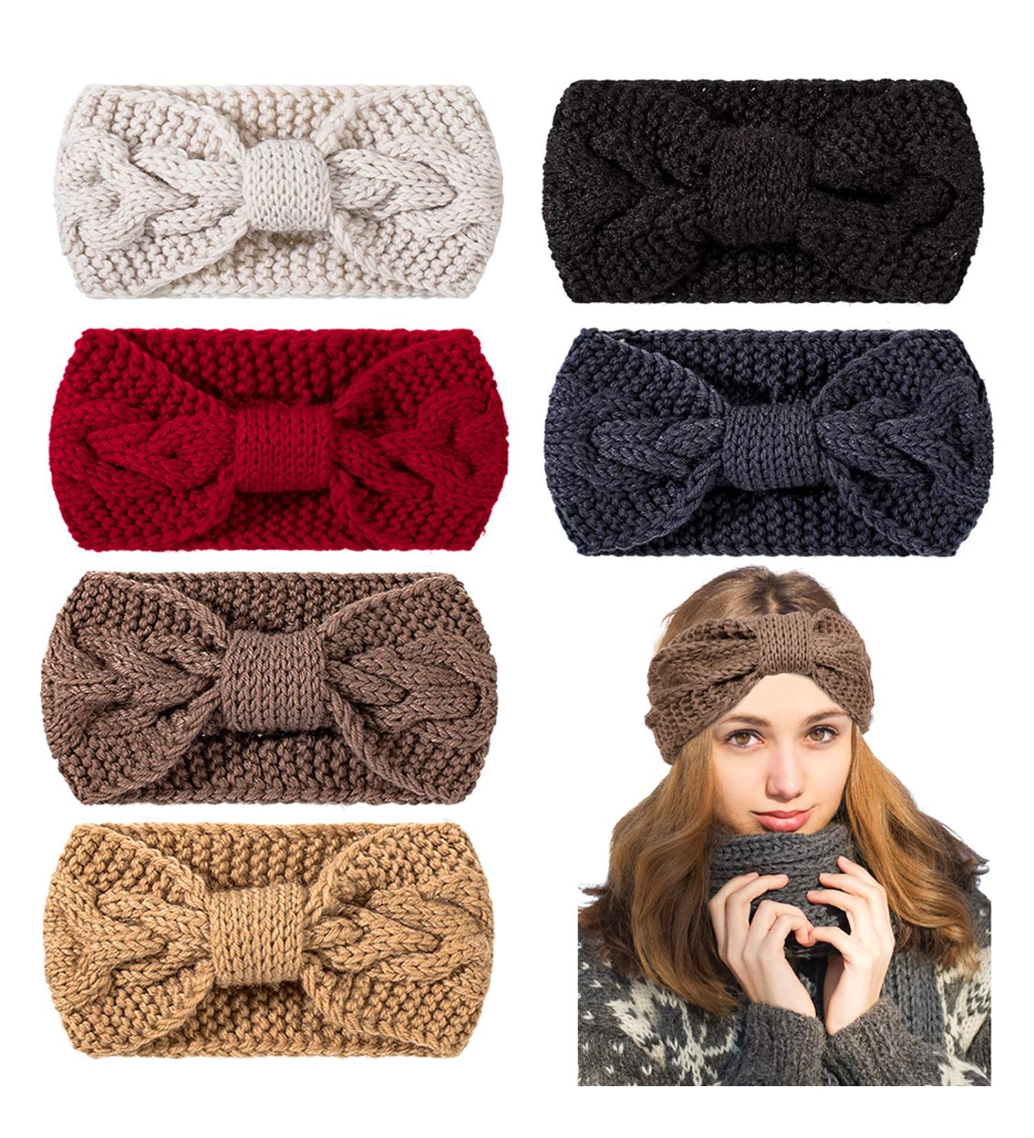Whaline Knit Headbands Winter Ear Warmers Twisted Turban Head Wraps, 6 Pieces Set - Yellow Grey Colors | Hair Accessories for Women Girls - Buy Online on SooperMarket.com