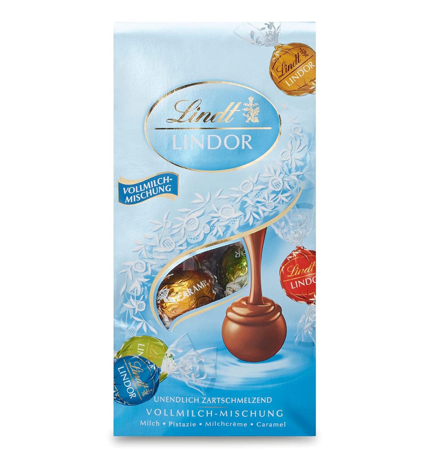 Buy Lindt Chocolate Lindor Whole Milk Mixture 137g | 10 Melting Fillings | Gourmet Praline Gift Pack - Buy Online on SooperMarket.com