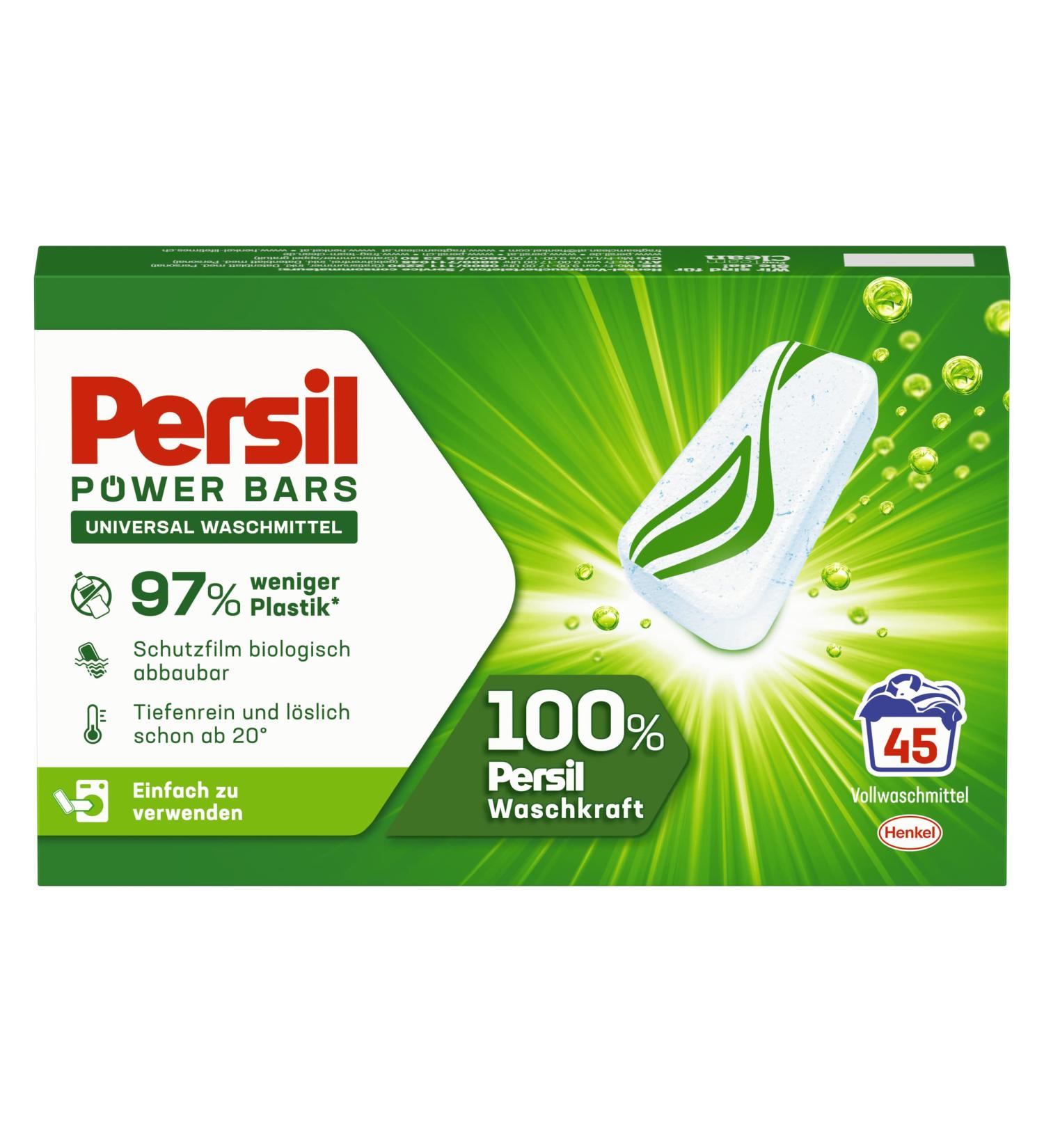 Persil Power Bars Universal Detergent - 45 Wash Loads Eco-Friendly Packaging Efficient Pre-Dosed Cleaning - Buy Online on SooperMarket.com
