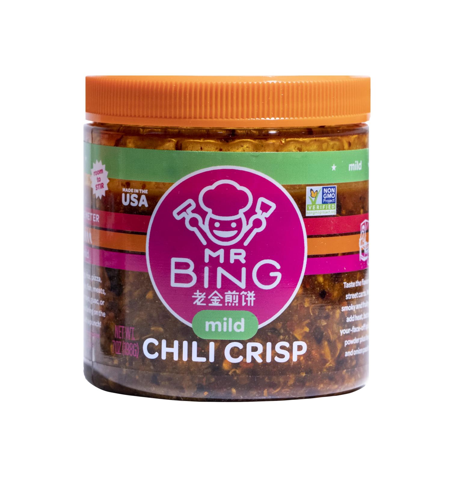 Mr Bing Mild Chili Crisp | Flavorful & Crunchy Chili Oil | Made in USA | Gluten-Free & Vegan | Non-GMO | 7 oz - Buy Online on SooperMarket.com