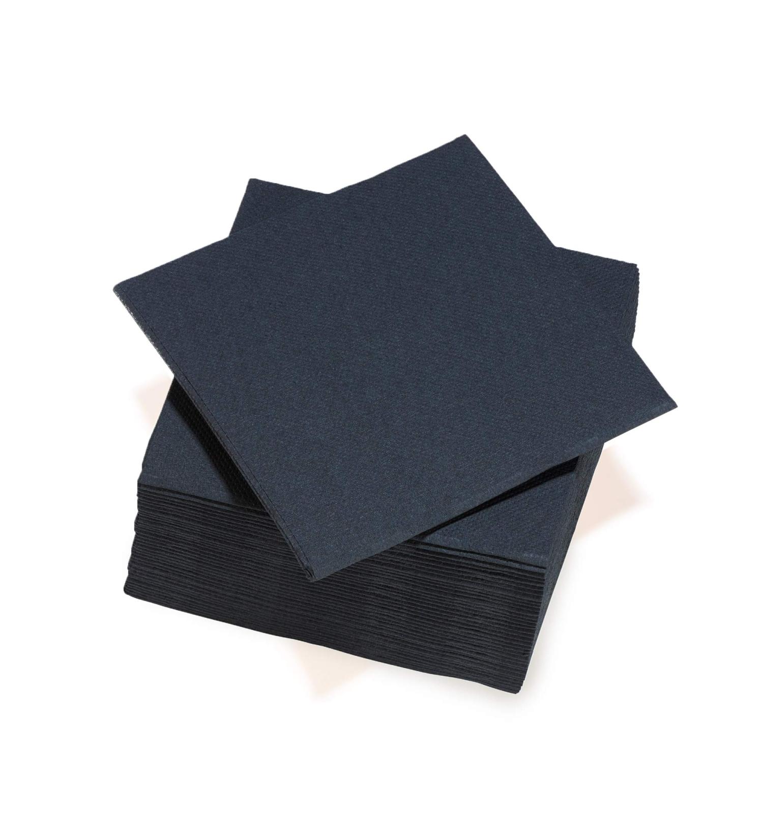 Le Nappage - paper napkins Tex Touch - Black - FSC -certified napkins - recyclable and biodegradable - set with 40 black napkins in large format 38 x 38 cm black medium
