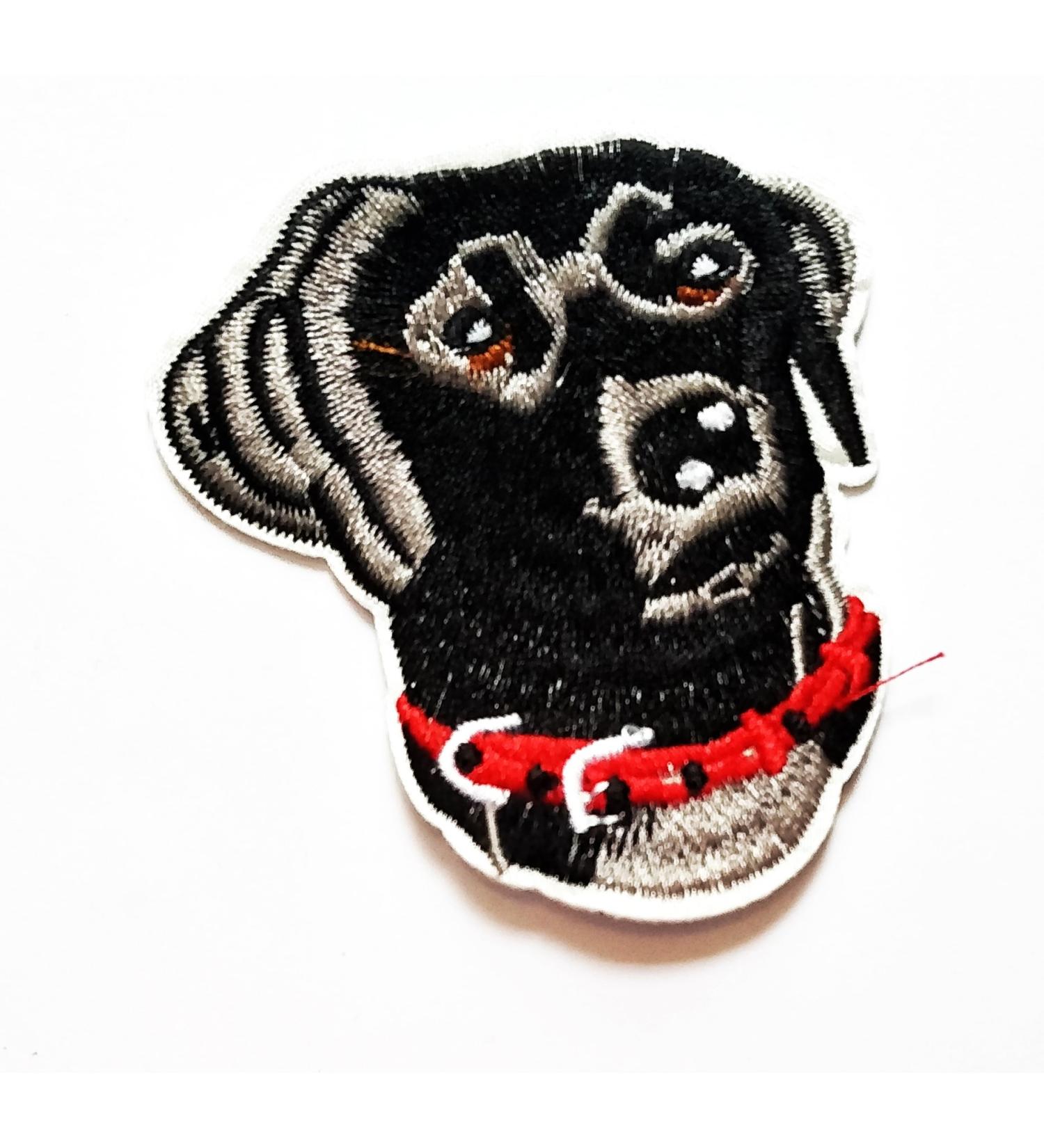Nipitshop Patches Black Lab Labrador Cute Dog Red Collar Cartoon Kids Patch Embroidered Iron On Patch for Clothes Backpacks T-Shirt Jeans Skirt Vests Scarf Hat Bag