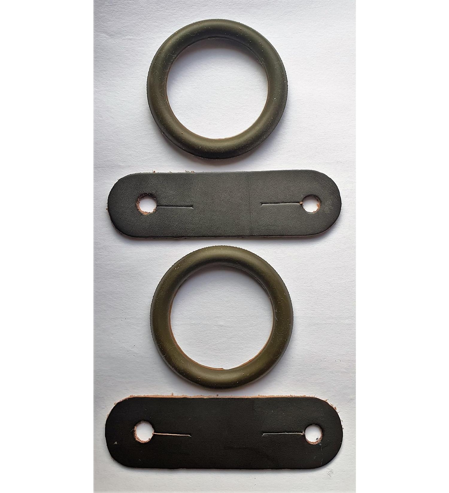 S-Products PEACOCK SAFETY IRONS STIRRUPS SPARE RUBBER RINGS & LEATHER CLIPS TABS REPLACEMENT 1 PAIR (Brown)