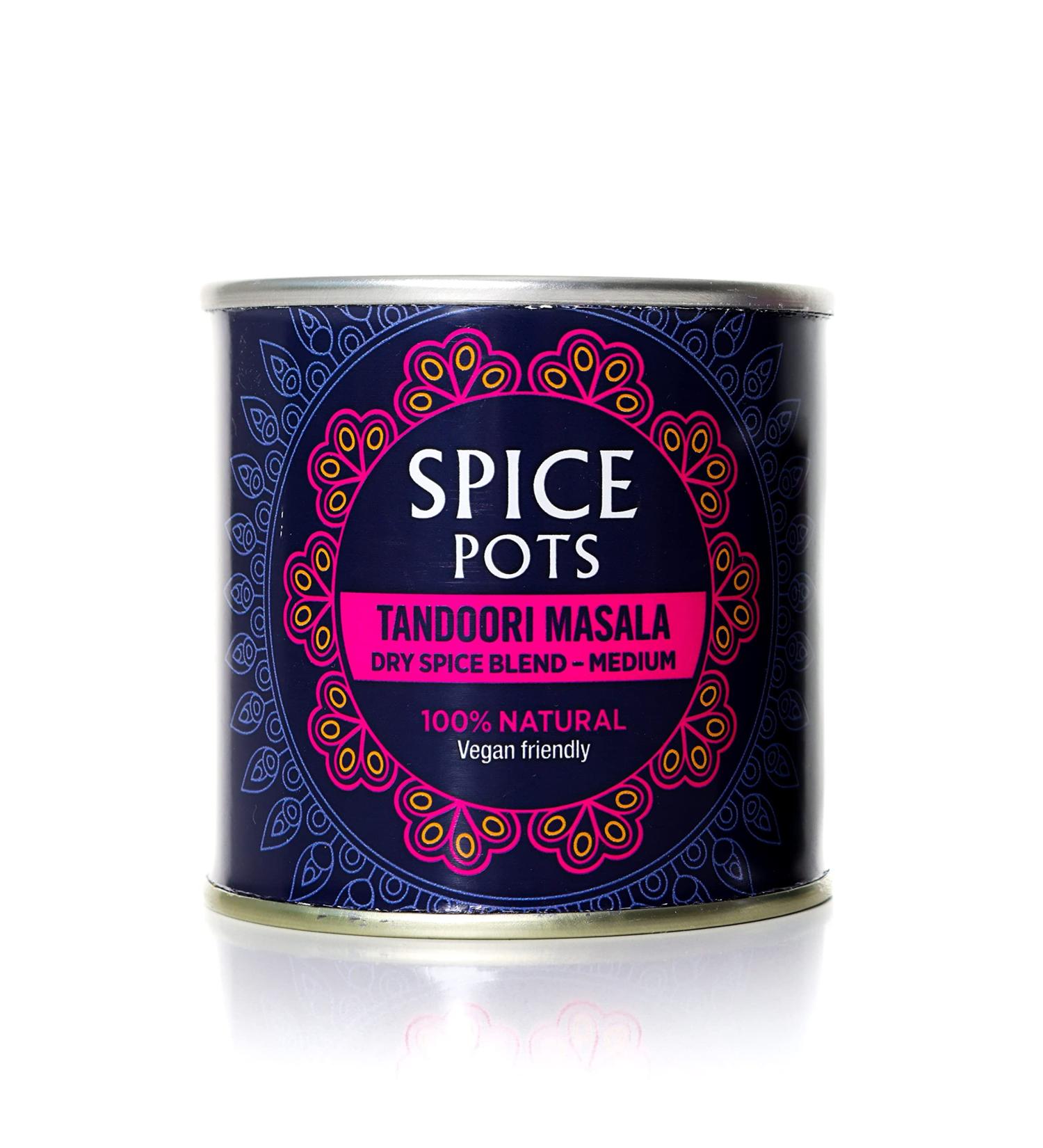 Spice Pots Tandoori Masala Powder - 100% Natural Ingredients - Gluten Free & Vegan - Medium Heat Dry Spice Blend - 80g Pot (16 Servings) - Buy Online on SooperMarket.com