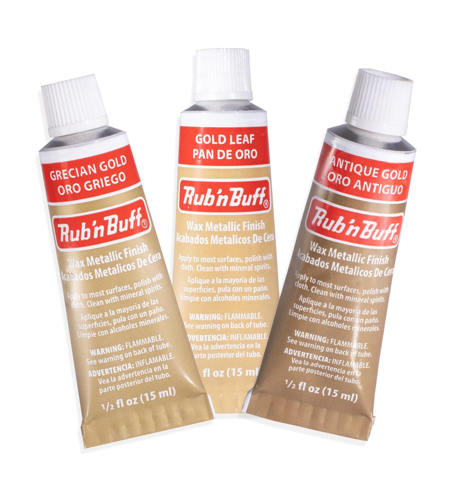 AMACO Rub n Buff Wax Metallic Finish 3 Color Kit - Antique Gold, Grecian Gold, Gold Leaf - 15ml Tubes - Gilding Wax for Furniture, Antiquing, Restoration - Buy Online on SooperMarket.com