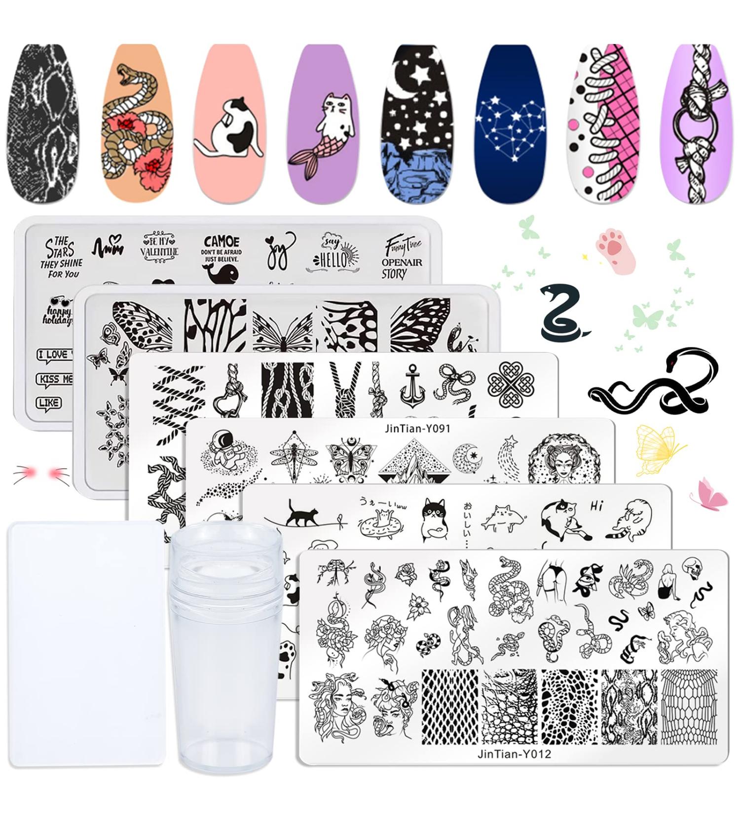 Niceneeded Starry Sky Nail Art Stamp Plates Set - 6 Animal Designs with Stamp & Scraper | Knot Style 2 - Perfect for Creative Nail Art - Buy Online on SooperMarket.com