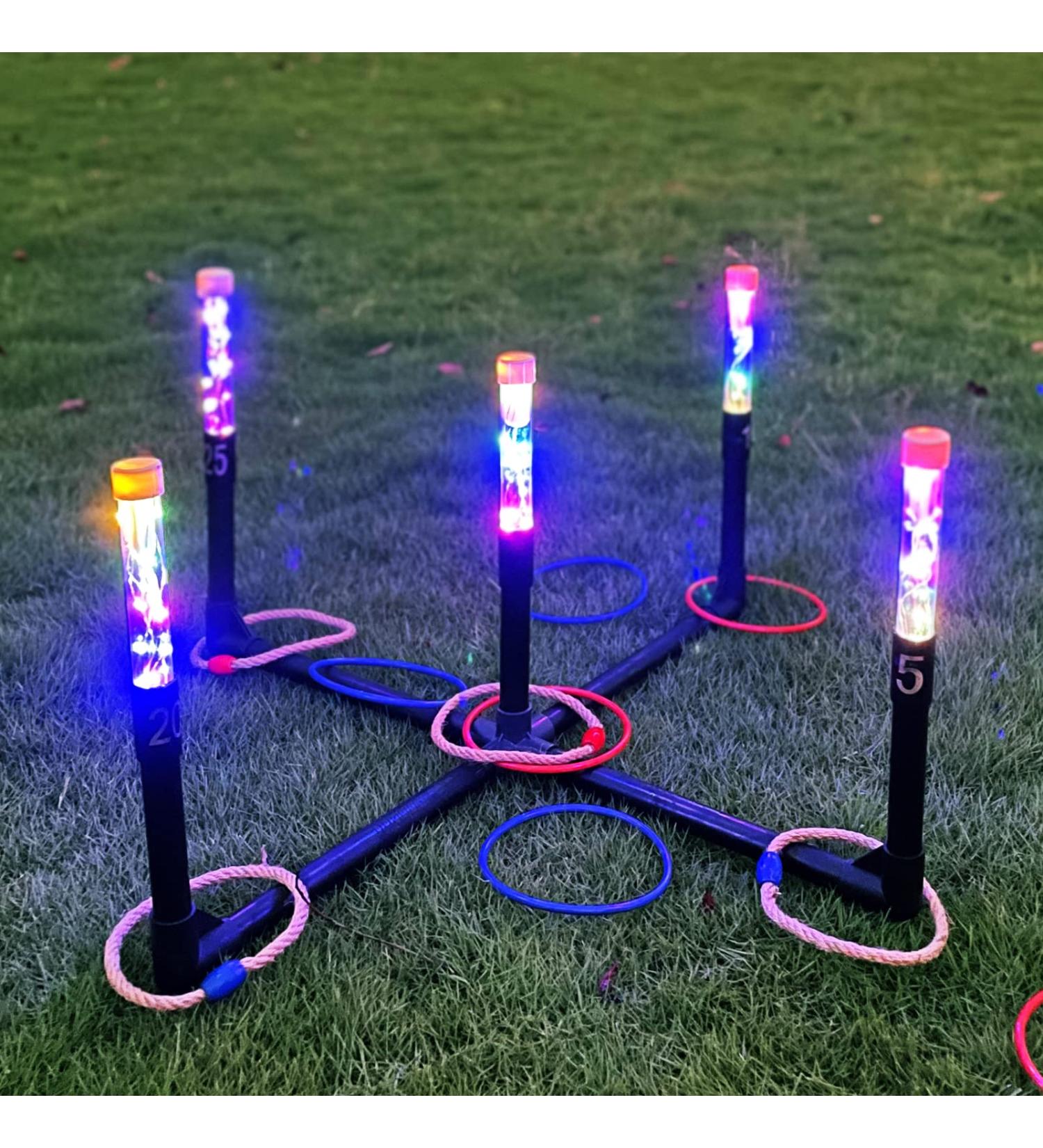 OUTTOY Glow in The Dark LED Ring Toss Game Set for Outdoor Yard, Lawn, Camping, and Beach Fun Ideal for Adults and Families - Buy Online on SooperMarket.com