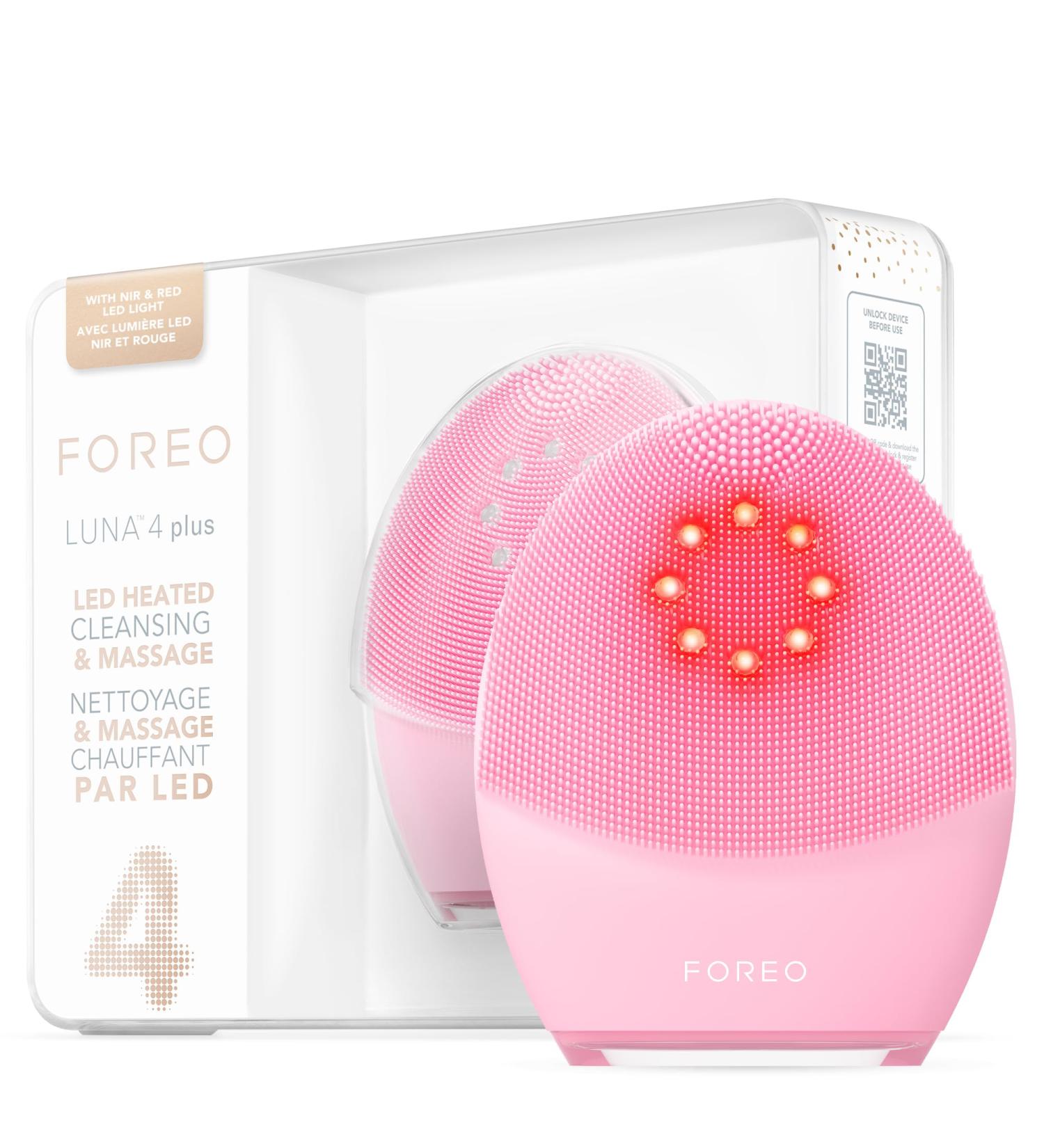 FOREO Luna 4 Plus Facial Cleansing Brush with Red LED Mask - Antiaging Face Massager for Deep Cleansing & Firming - Microcurrent Face Sculptor - Normal Skin Care - Buy Online on SooperMarket.com