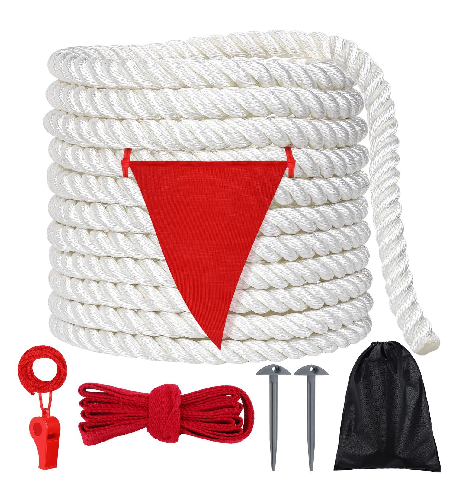 ELCOHO 15ft Soft Polypropylene Tug of War Rope Set with Flag - Fun Team Building Game for Kids & Adults Ideal for Family Reunions & Outdoor Activities - Buy Online on SooperMarket.com
