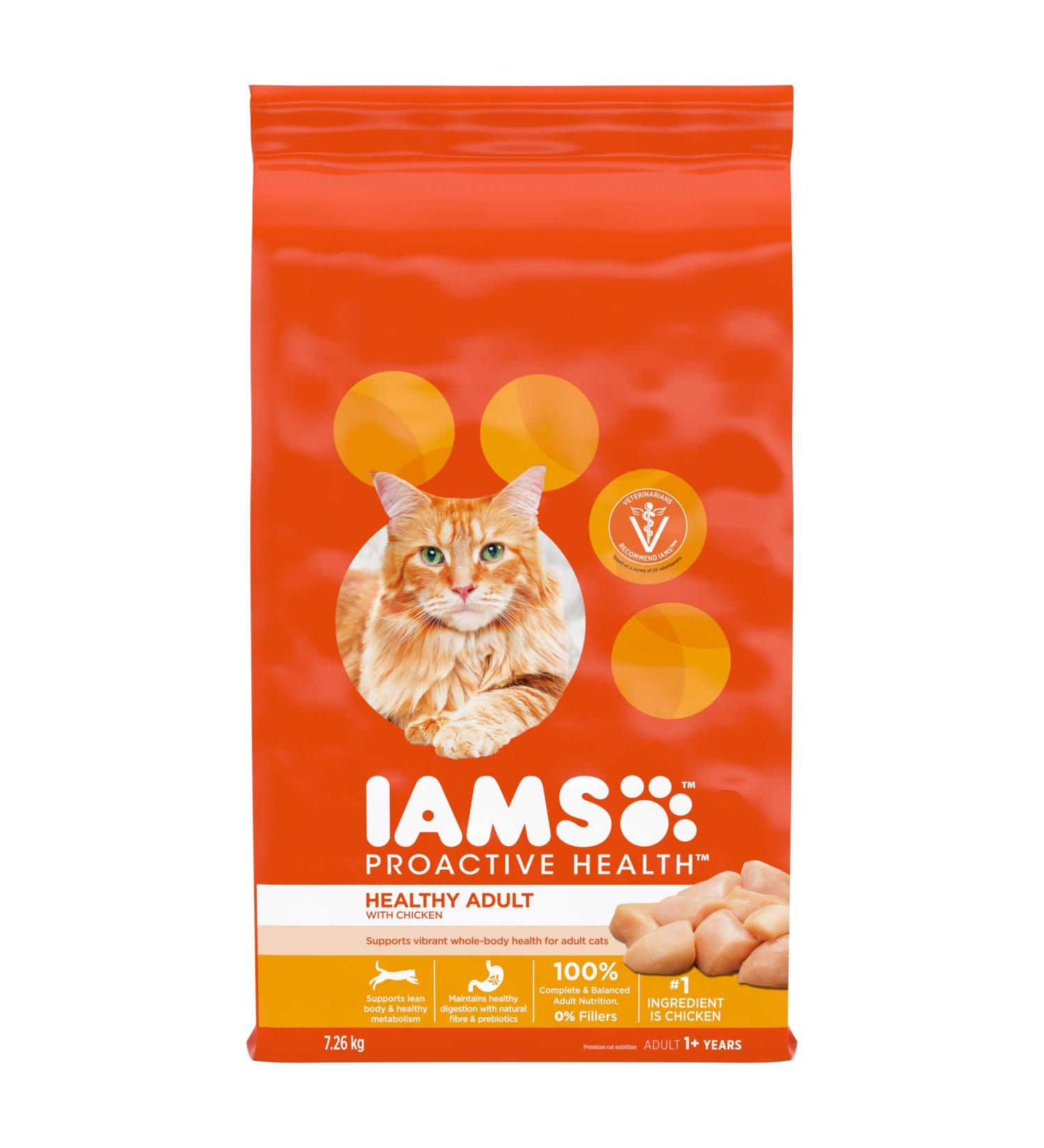 IAMS Proactive Health Healthy Adult Dry Cat Food with Chicken 7.26kg Bag 7.26 kg (Pack of 1) Dry Cat Food - Buy Online on SooperMarket.com