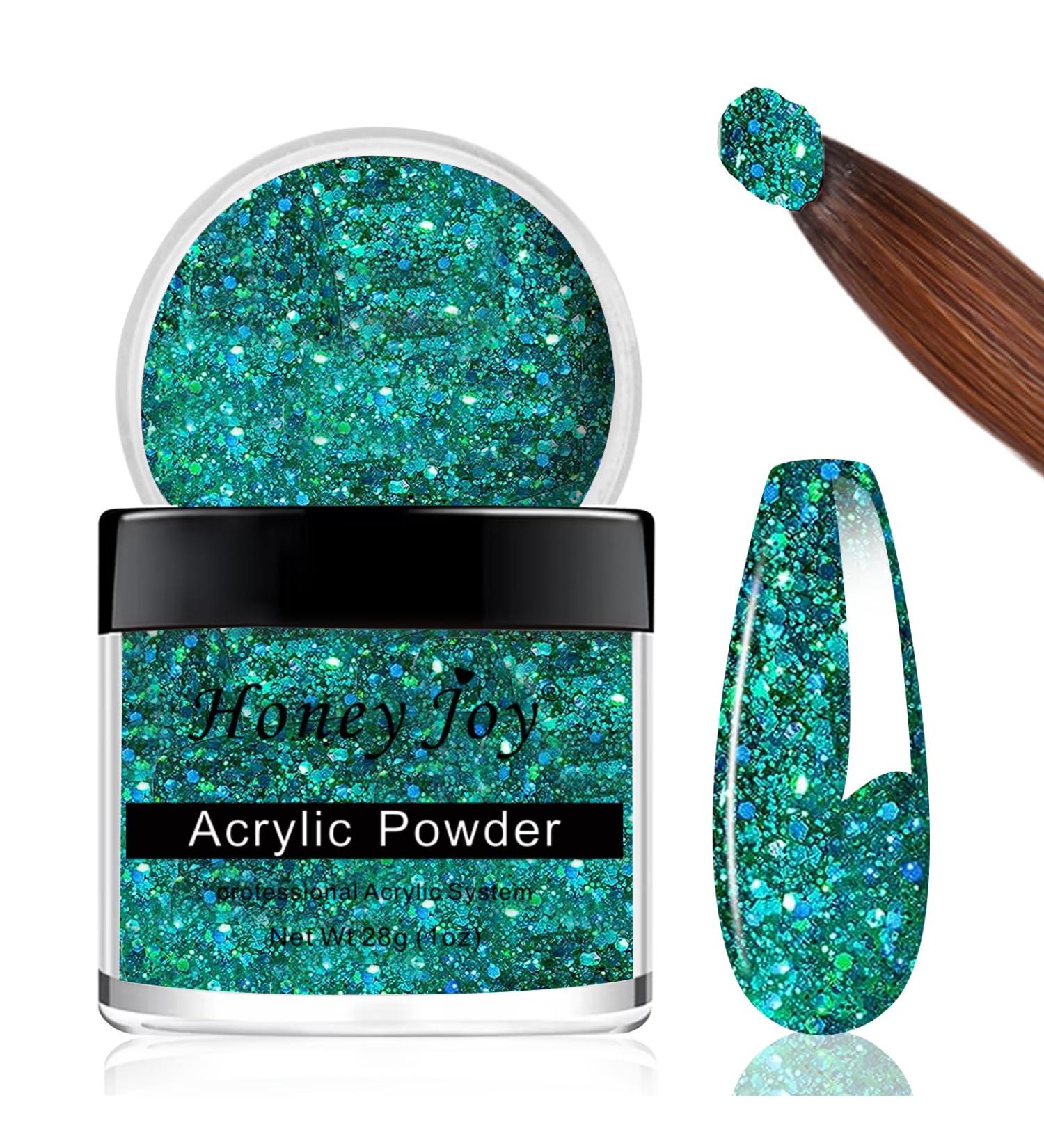 Professional Holographic Green Glitter Acrylic Nail Powder - 28g/box | HJ-NAP017-No.44 - Buy Online on SooperMarket.com