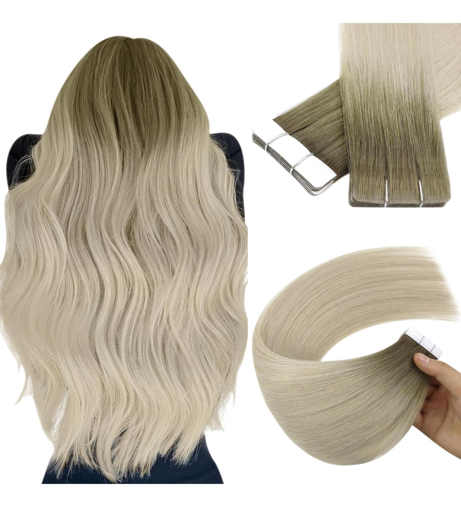 Youngsee Balayage Virgin Tape In Extensions | Real Hair Light Brown Ombre Blonde | 40cm 10g Remy Hair | 5 Pcs #9a/10/800 - Buy Online on SooperMarket.com