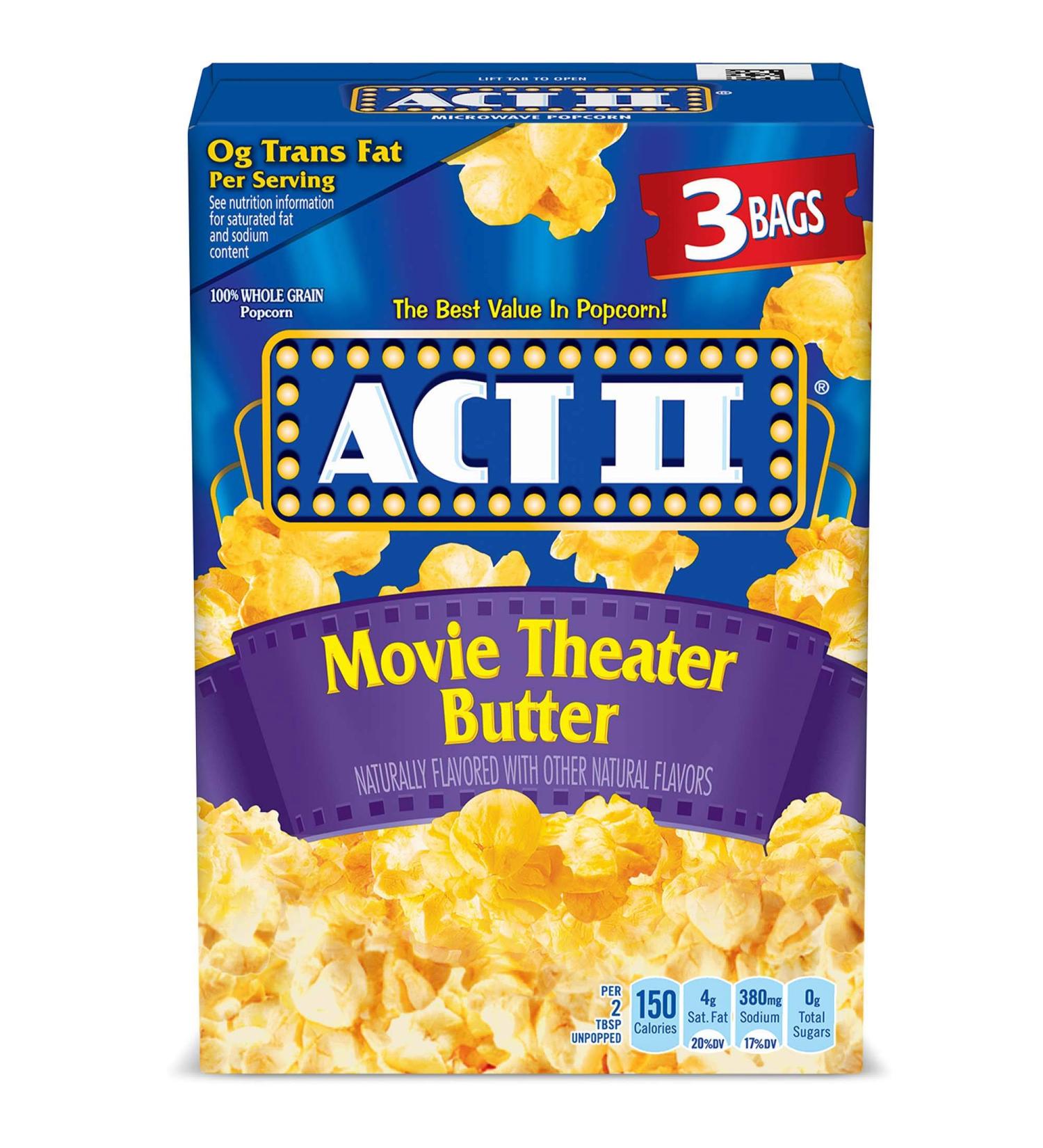 ACT II Movie Theater Butter Popcorn 3 ct 2.75 oz Bags - Delicious Microwave Snack - Buy Online on SooperMarket.com