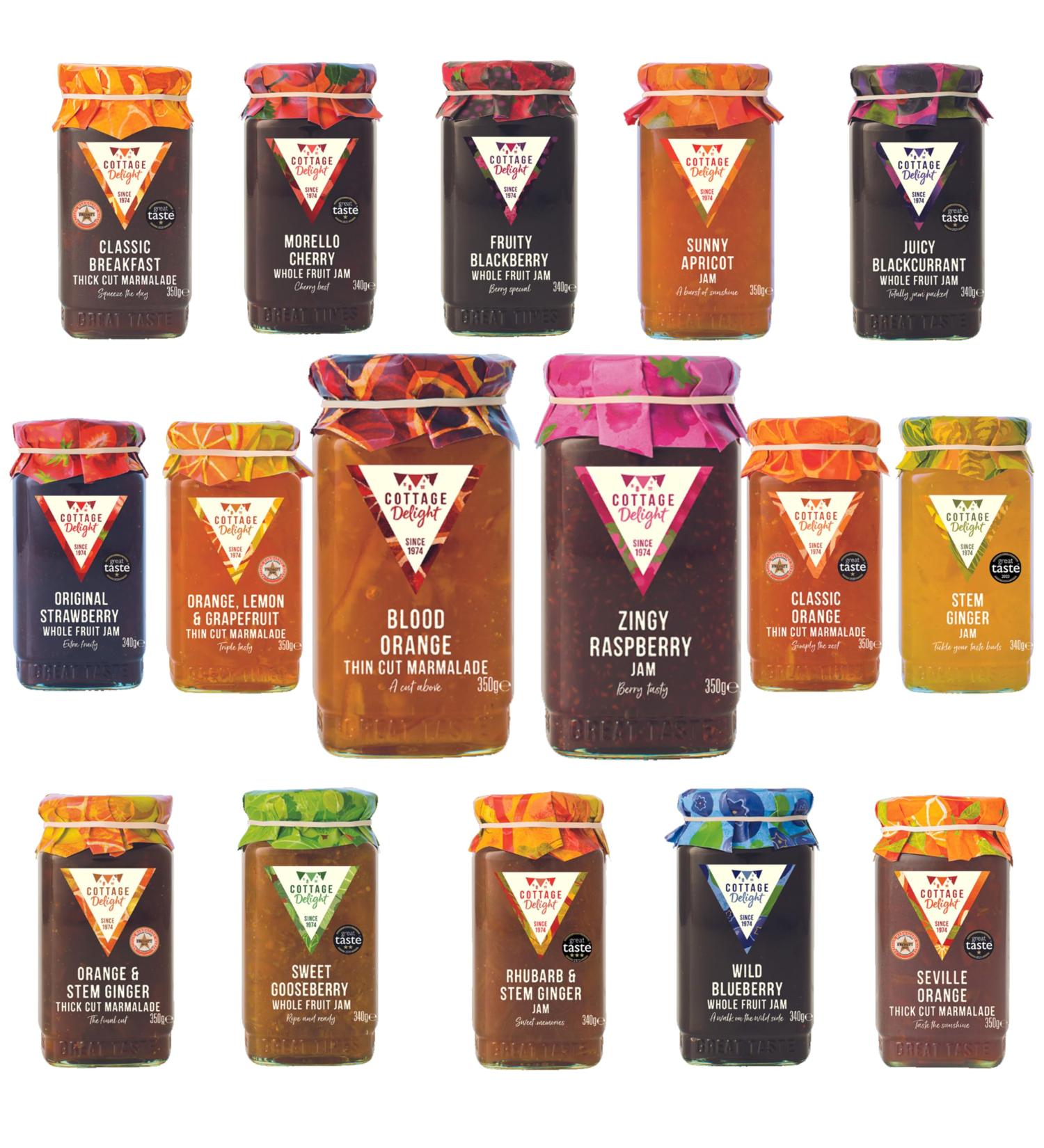 Cottage Delight Jam Pick N Mix - Create Custom Jam Combo with 15+ Flavours | Blood Orange Classic Breakfast Classic Orange Fruity Blackberry | 4 Pack - Perfect Jam Gift Set for Jam Lovers - Buy Online on SooperMarket.com