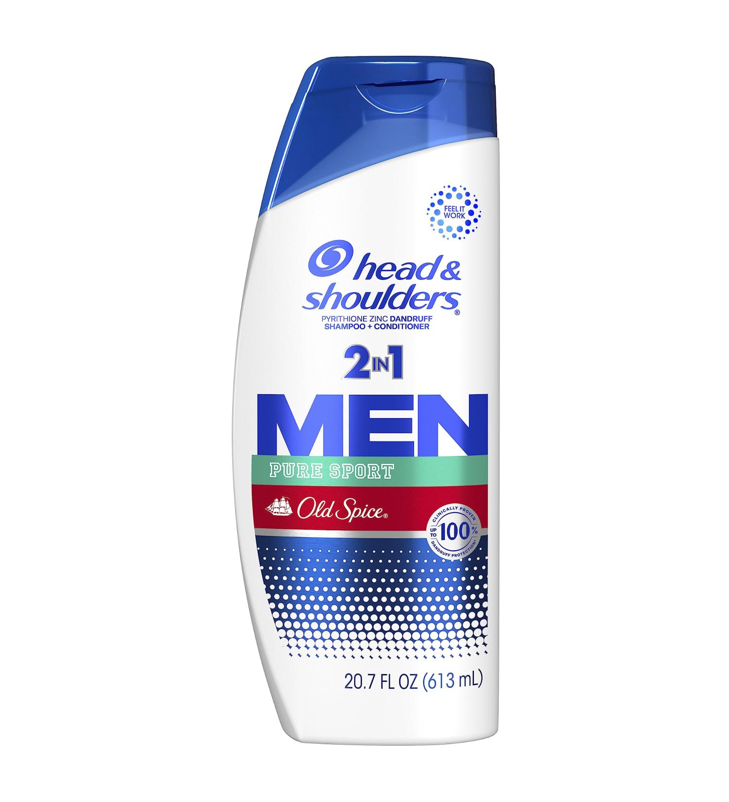 Head and Shoulders Men's 2 in 1 Dandruff Shampoo & Conditioner - Old Spice Pure Sport 20.7 oz | International Shipping Available - Buy Online on SooperMarket.com