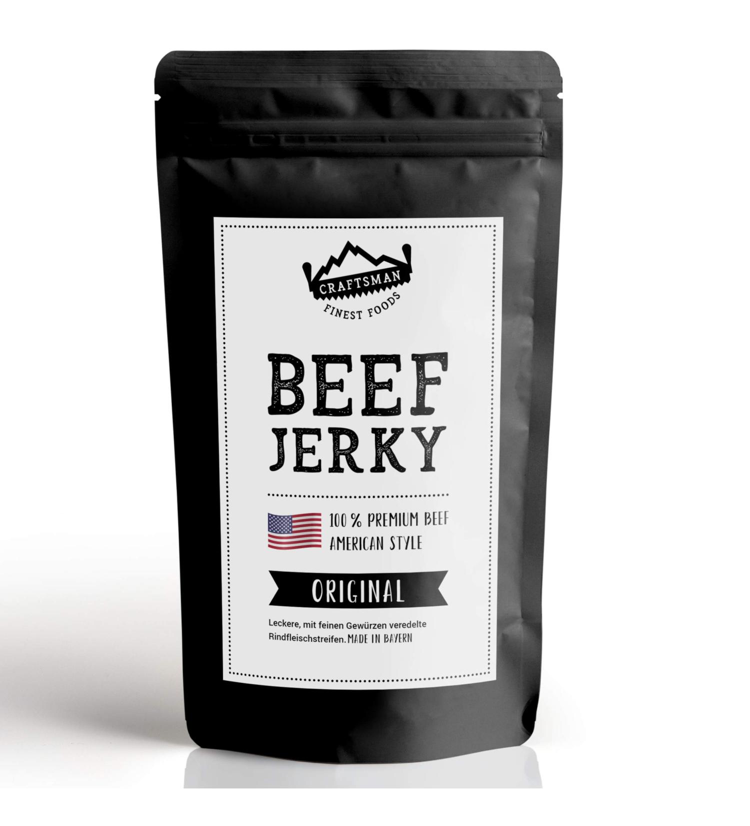 Craftsman Beef Jerky Original 250g - Premium 100% Beef Snack from Bavaria Germany | High Protein American Jerky Set | Best Dry Meat Treats - Buy Online on SooperMarket.com