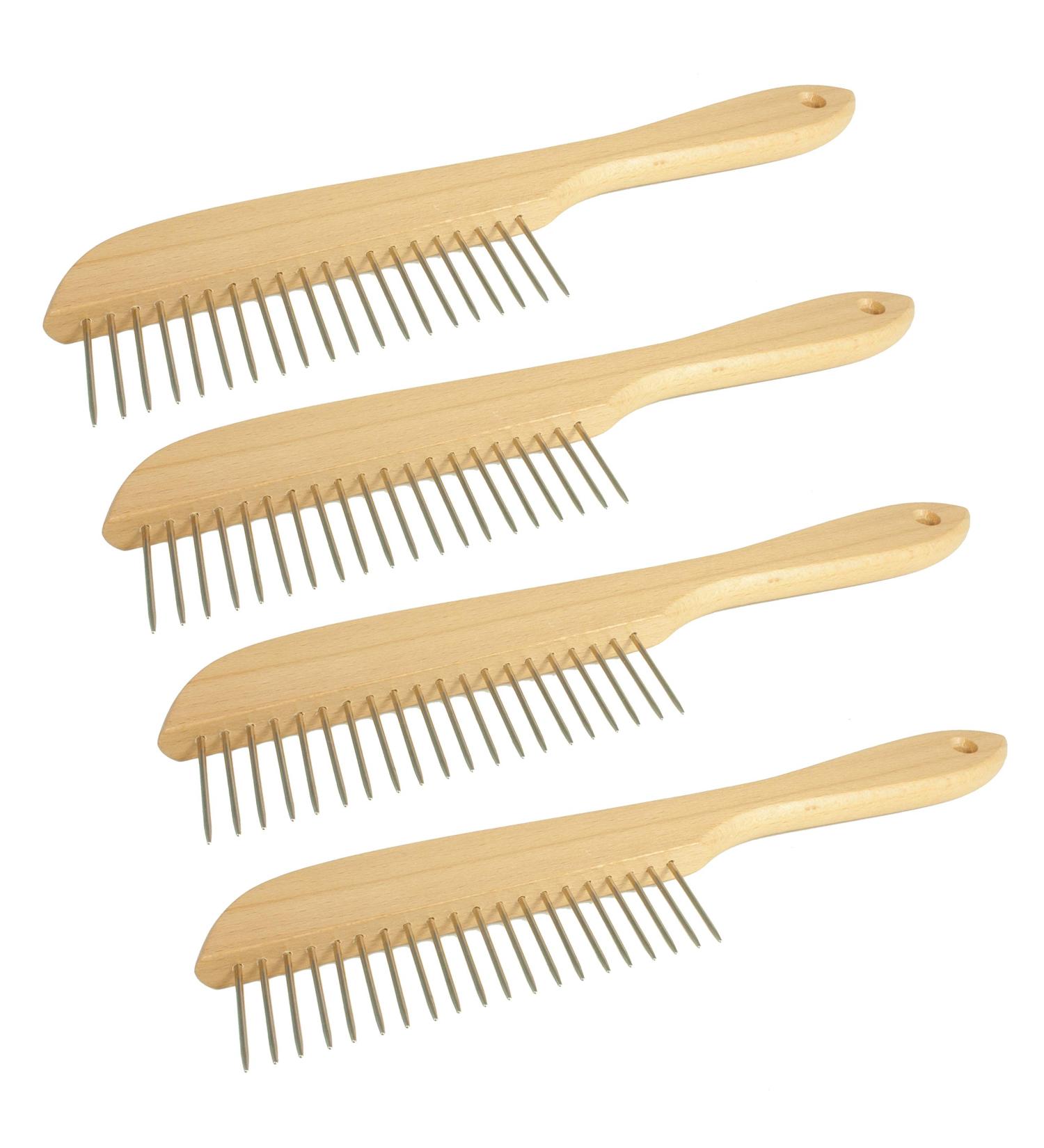 GWS Broom Comb Dog Comb - Sturdy Beech Wood Fur Brush with Hanging Eyelet | Set of 4 - Ideal for Grooming & Care - Buy Online on SooperMarket.com