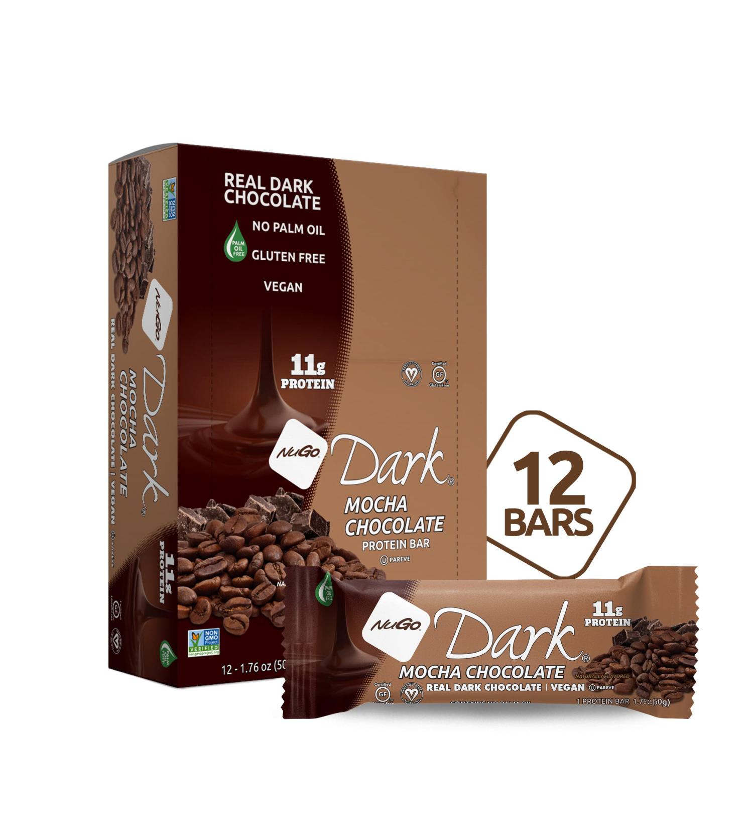 NuGo Dark Protein Bars Mocha Chocolate - 12 Pack, 1.76 oz Each | High Protein Snack - Buy Online on SooperMarket.com