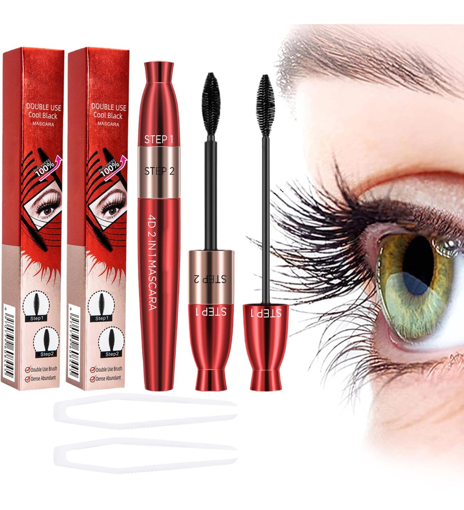 4D Lengthening Curling Mascara 4D Lengthening Curling Mascara 2 In 1 Waterproof 4D Lengthening Curling Mascara for Straight Lashes Waterproof (2pcs) - Buy Online on SooperMarket.com