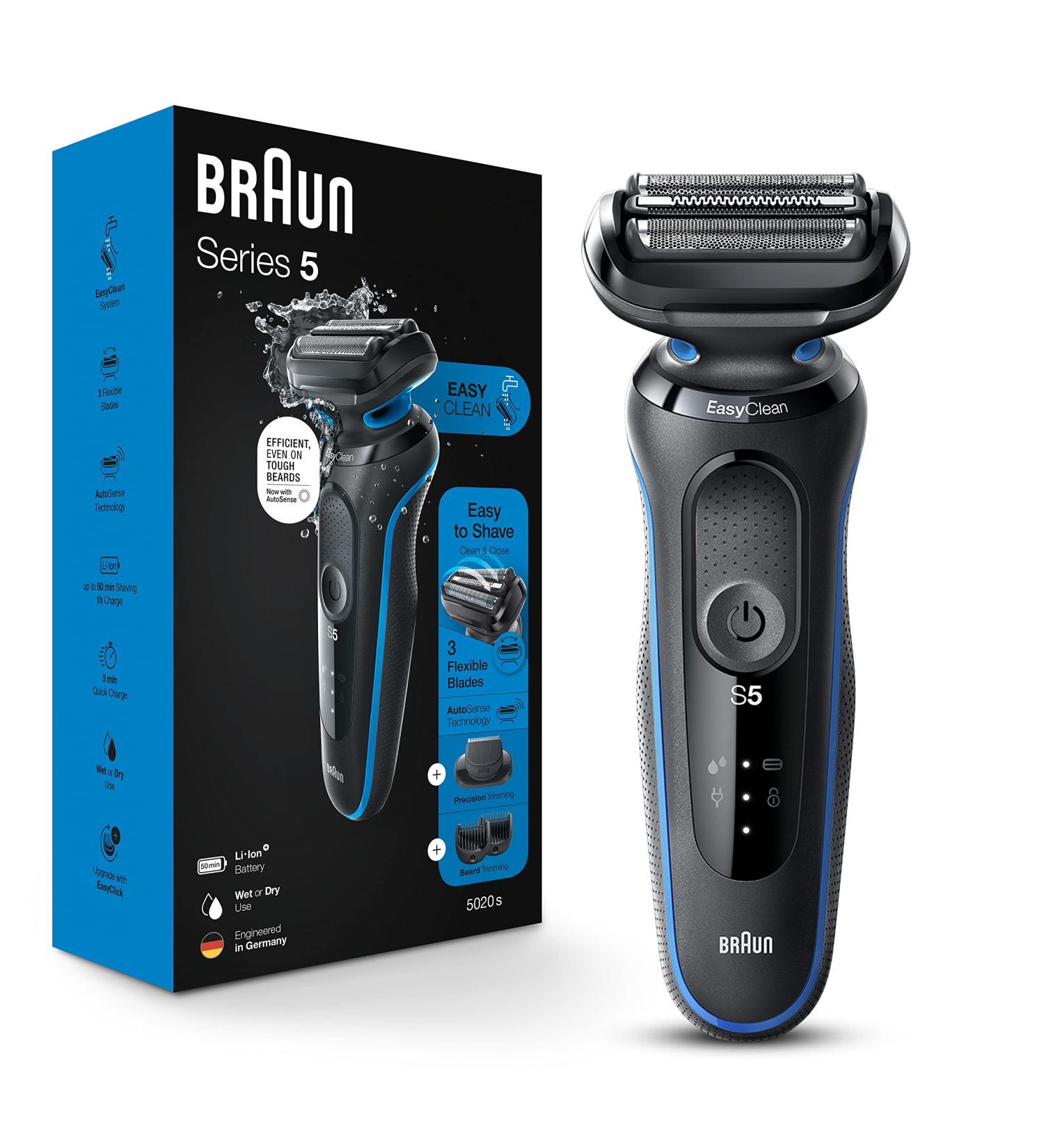 Braun Series 5 5020 Electric Razor for Men Foil Shaver with Beard Trimmer - Rechargeable, Wet & Dry with EasyClean - Black - Buy Online on SooperMarket.com