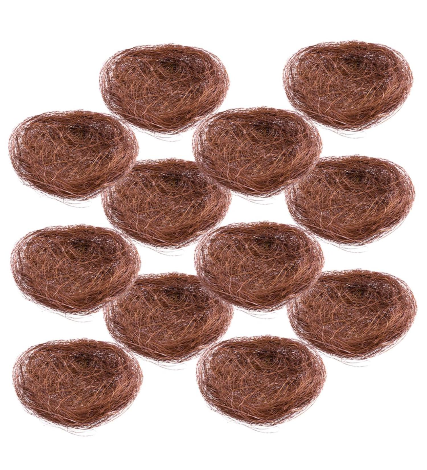 Unomor 12th Simulated Bird Nest - Decorative Easter Egg Nest for Outdoor & Tree Decoration | Mini Hemp Silk Birds 12x12cm Coffee - Buy Online on SooperMarket.com