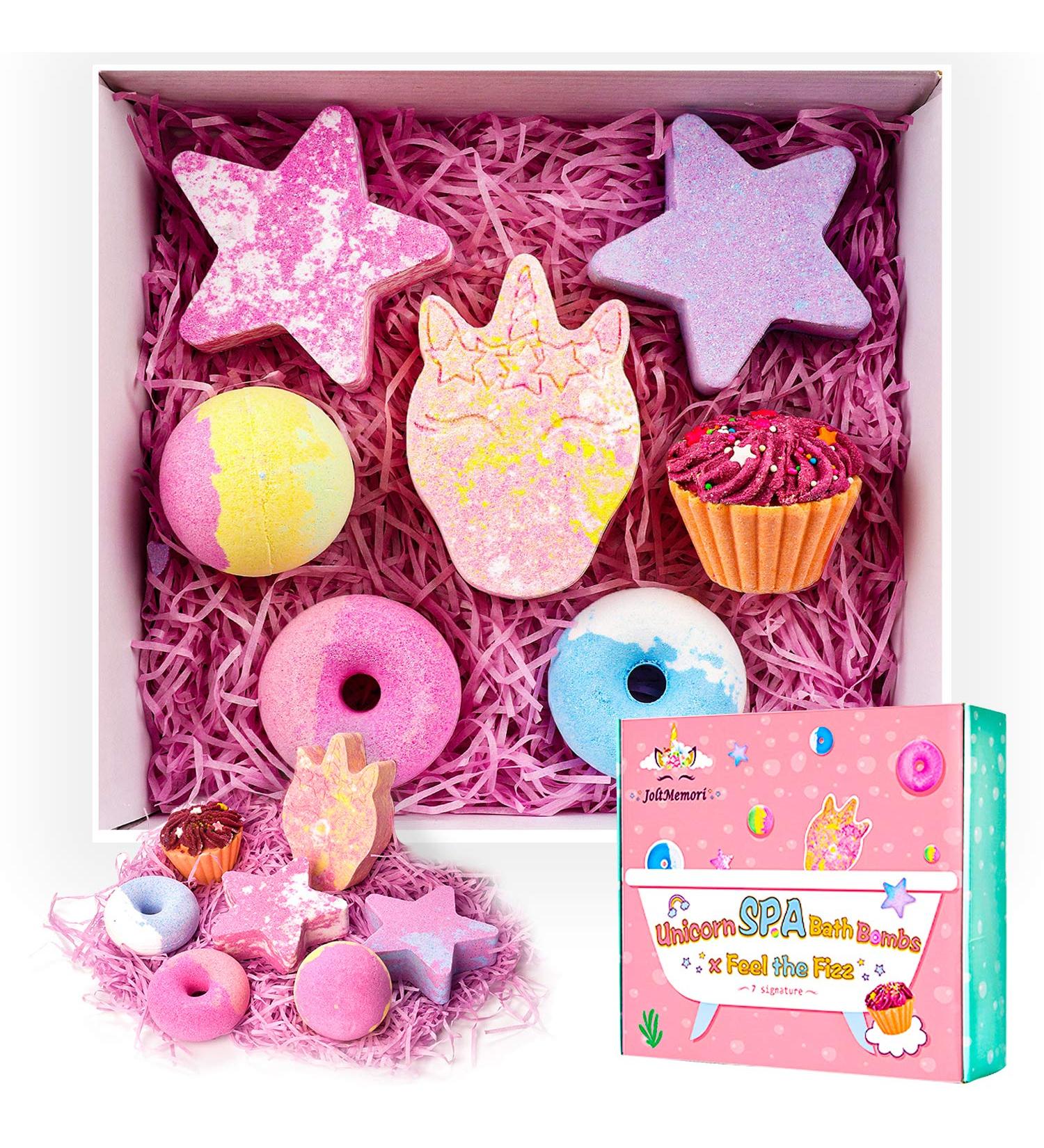Bath Bombs Unicorn Gift Set - 7PCS with Essential Oils, Perfect Valentines' Day & Birthday Gift for Girls & Women - Buy Online on SooperMarket.com