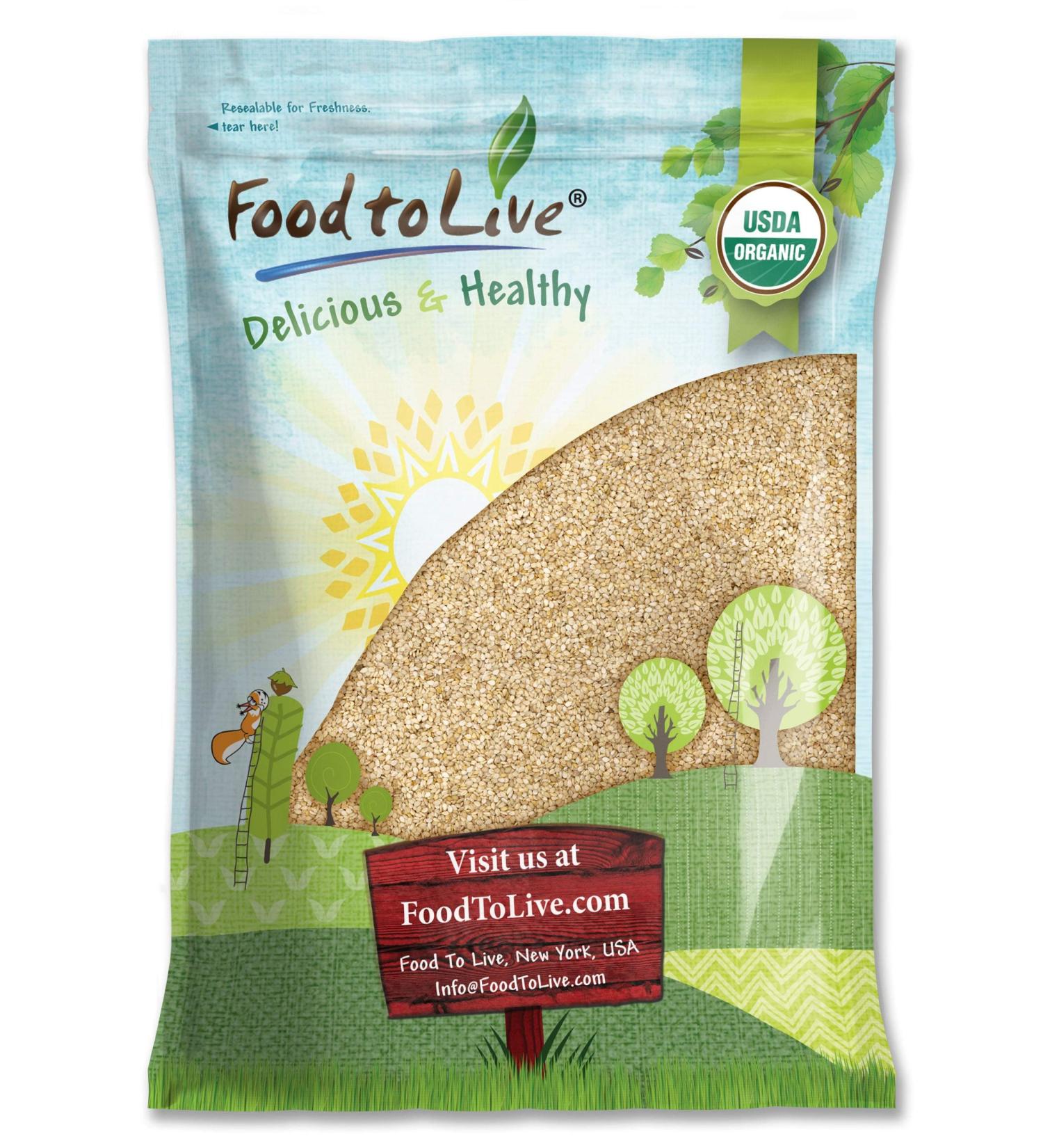 Organic Unhulled Sesame Seeds 8 Pounds - Non-GMO, Kosher, Vegan, Bulk - Rich in Fiber, Protein, and Iron - Great for Baking - Buy Online on SooperMarket.com