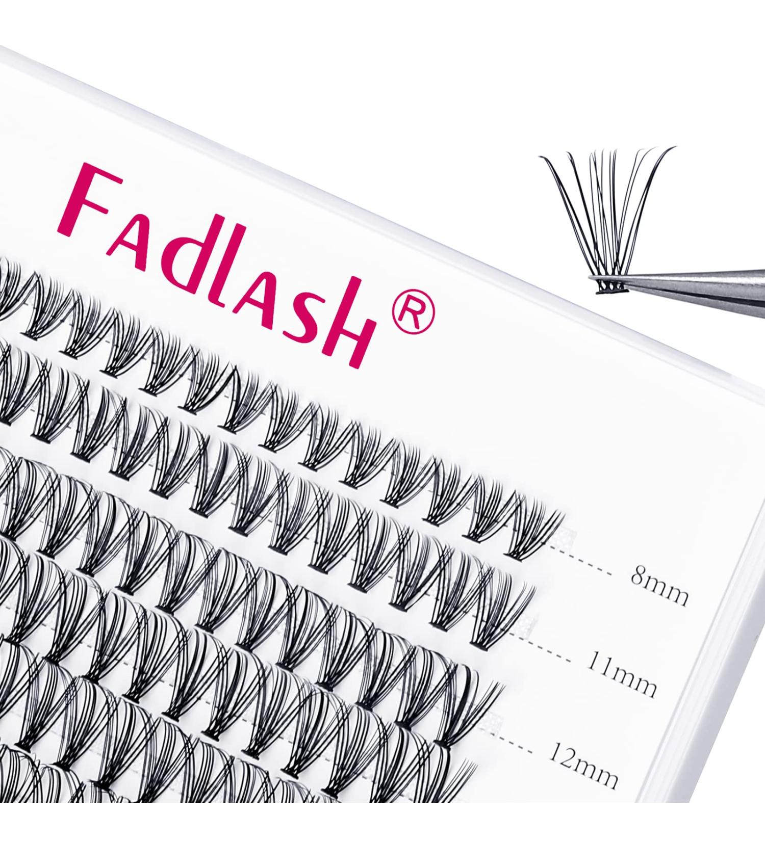 Fadlash Cluster Individual Eyelash Extensions 20D-0.10-D | 8-15mm Mixed Length | Self-Application DIY Lashes - Buy Online on SooperMarket.com