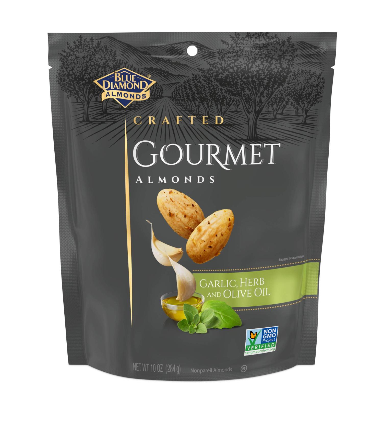 Blue Diamond Gourmet Almonds - Garlic Herb & Olive Oil 10oz (1 Pack) - Buy Online on SooperMarket.com