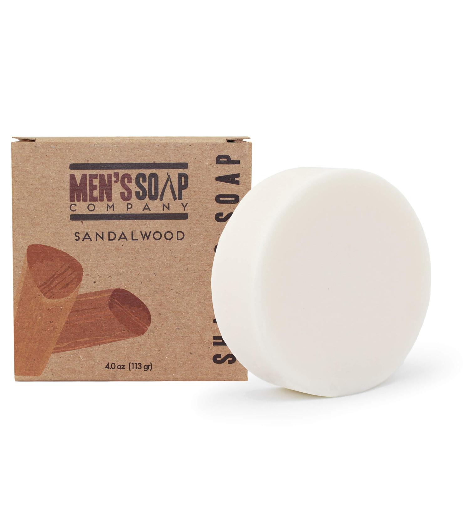 Mens Soap Company Sandalwood Shaving Soap 4.0oz Refill Puck - Natural Vegan Formula with Shea Butter & Vitamin E for Thick Lather and Skin Protection - Buy Online on SooperMarket.com