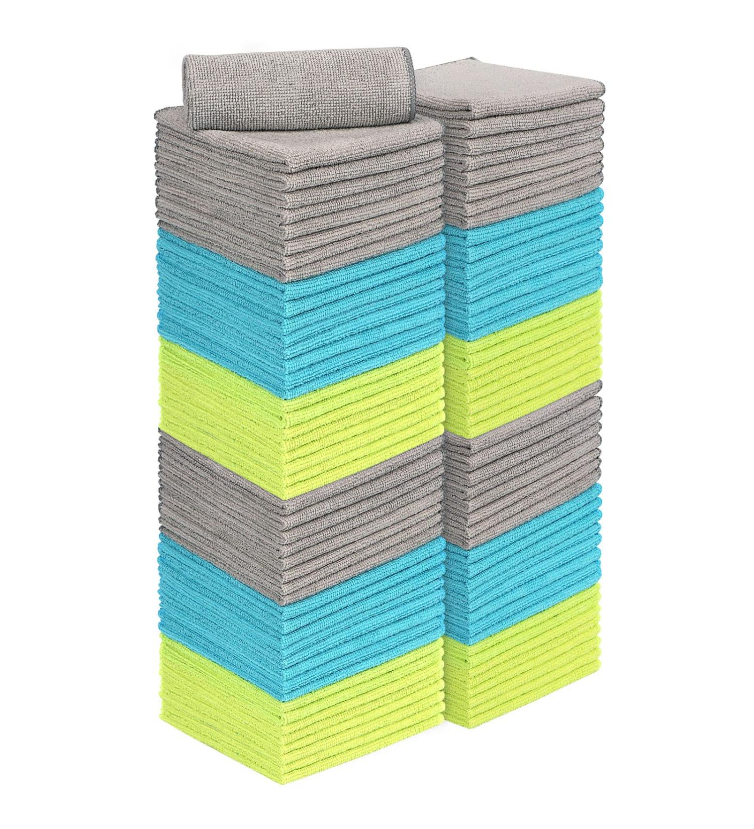 100-Pack AIDEA Microfiber Cleaning Cloths | Lint-Free, Highly Absorbent | for House, Kitchen, Car, Window | 12in.x12in. | Streak-Free Cleaning Solution - Buy Online on SooperMarket.com