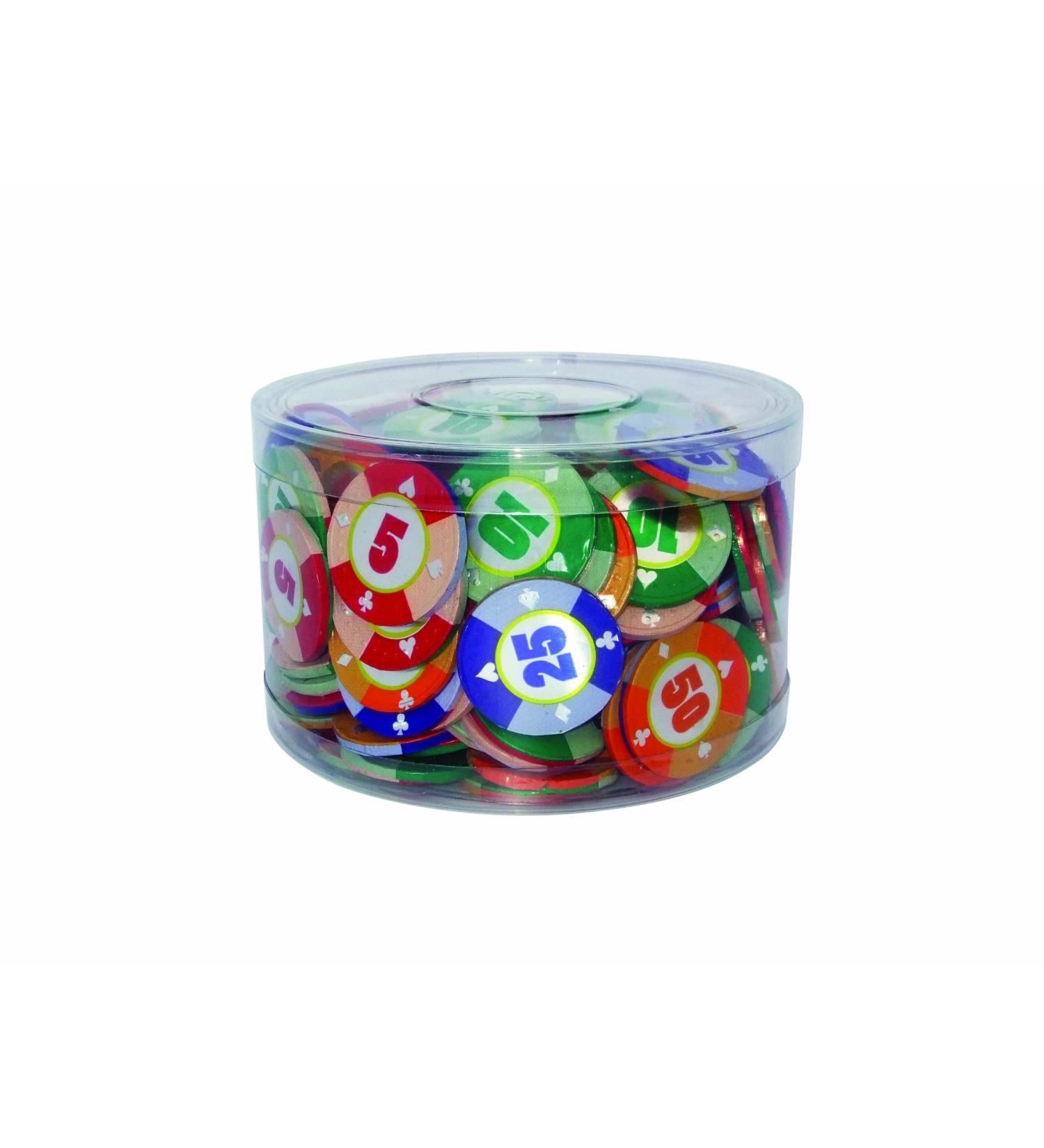 Theobroma Casino poker chips made of milk chocolate loose in a tin 1 pack (1 x 1 kg)