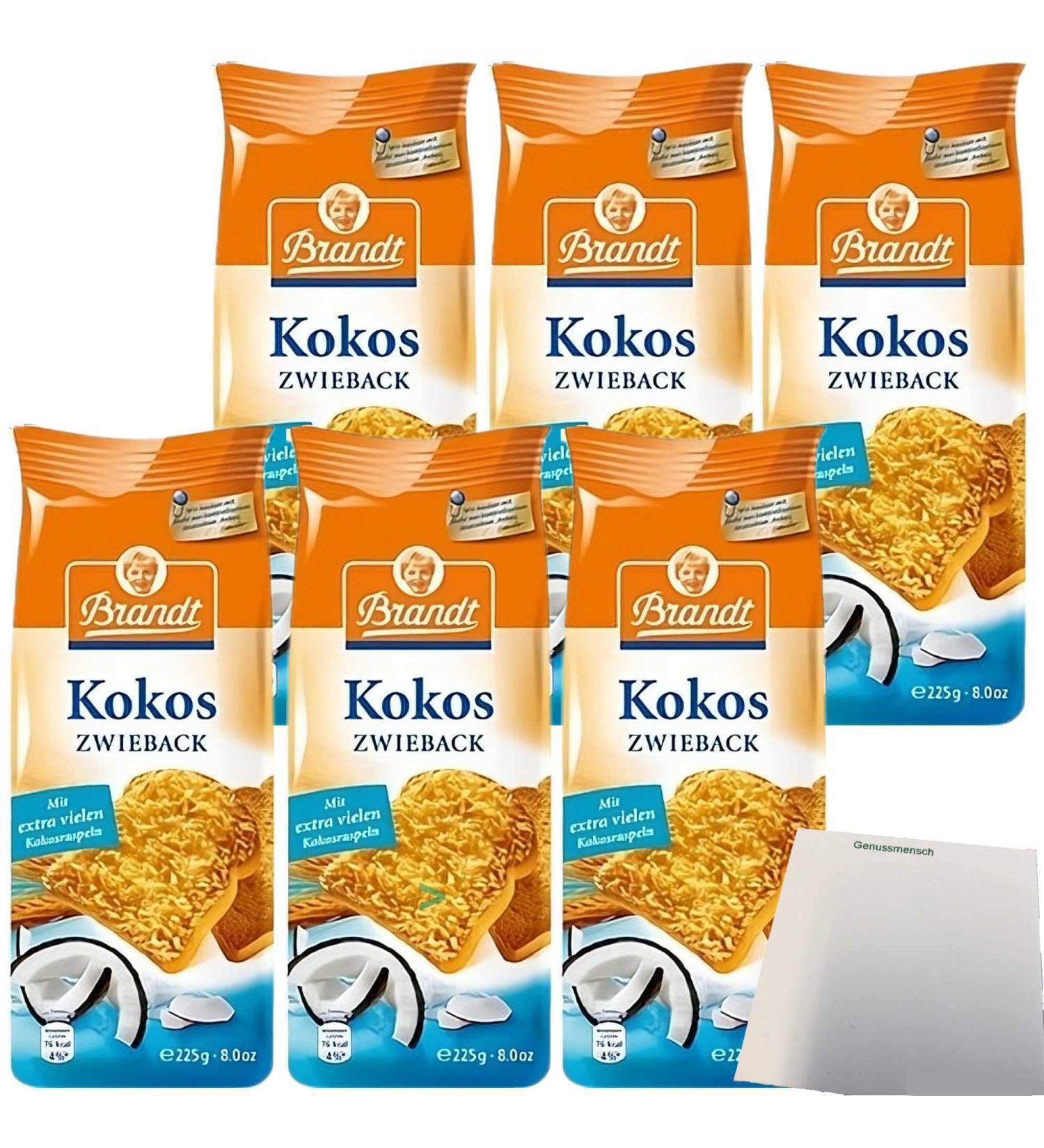 Buy Brandt Genuss Zwieback Coconut 6-Pack (6x225g) - Premium German Biscuit Snack for International Shipping - Buy Online on SooperMarket.com